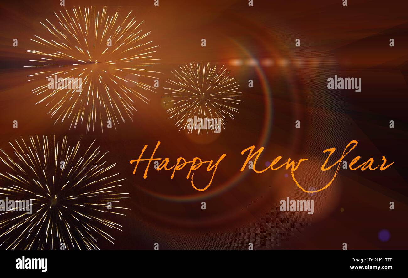 Neujahrsbilder, Gruß, Feuerwerk, Feiertage Stockfoto