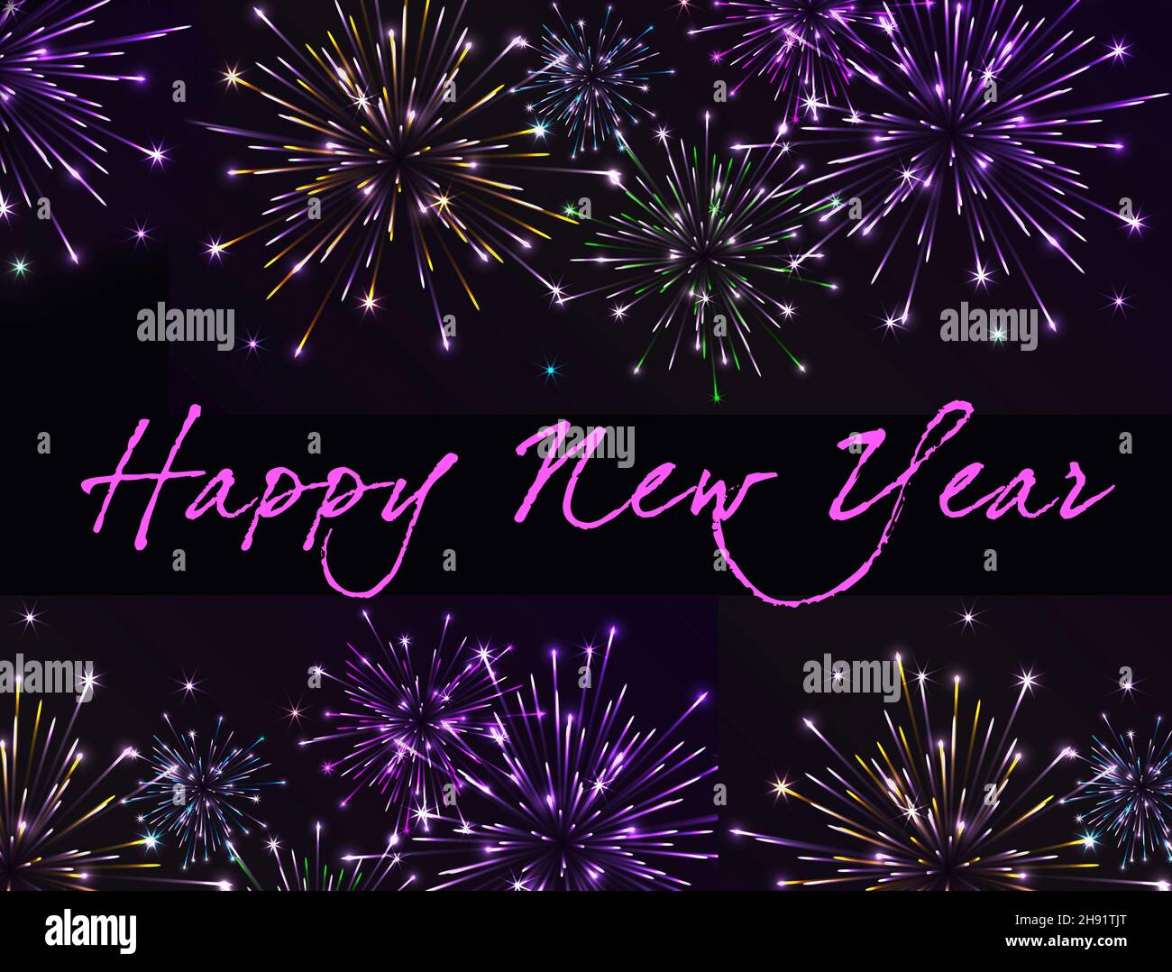 Neujahrsbilder, Gruß, Feuerwerk, Feiertage Stockfoto