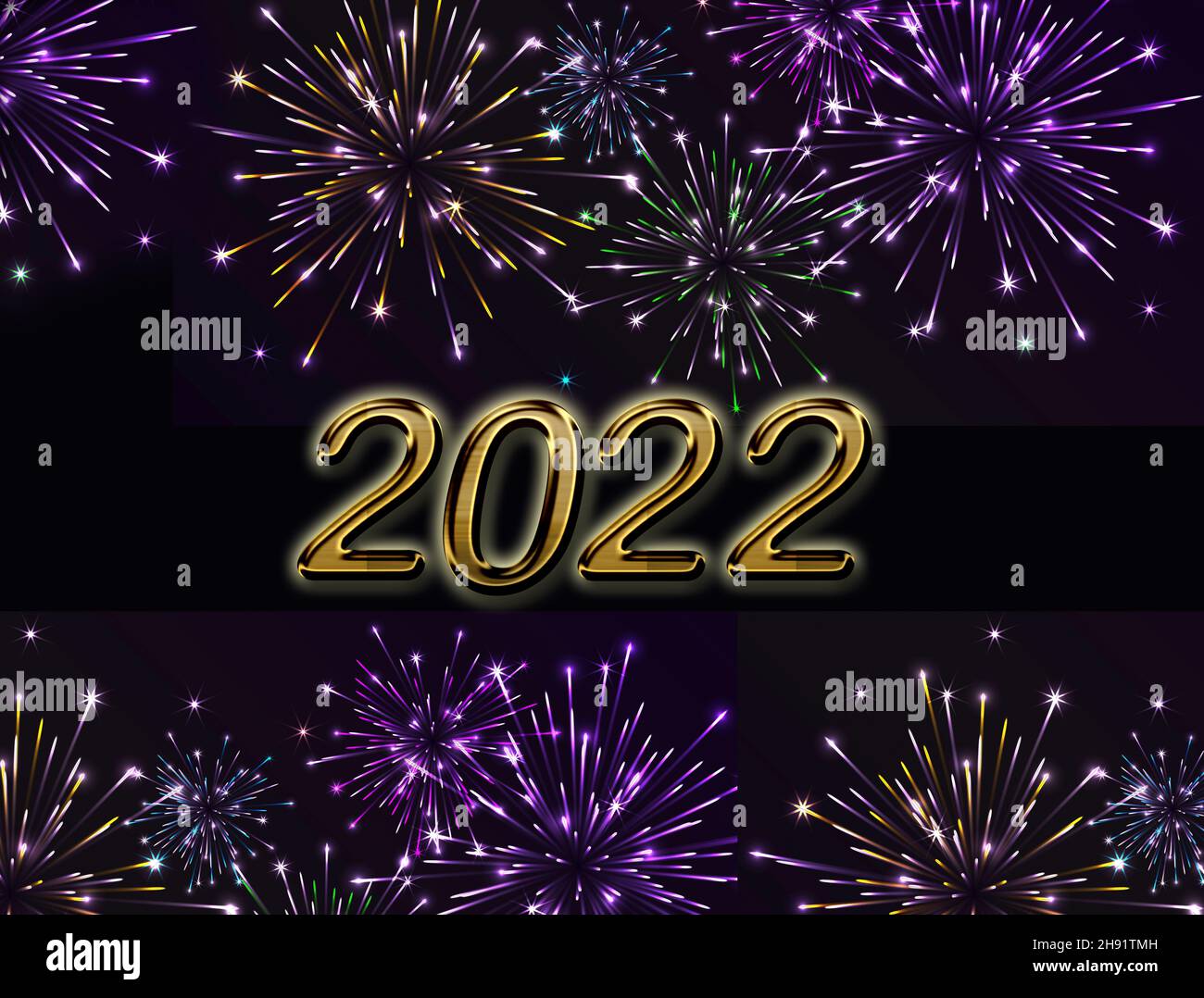 Neujahrsbilder, Gruß, Feuerwerk, Feiertage Stockfoto