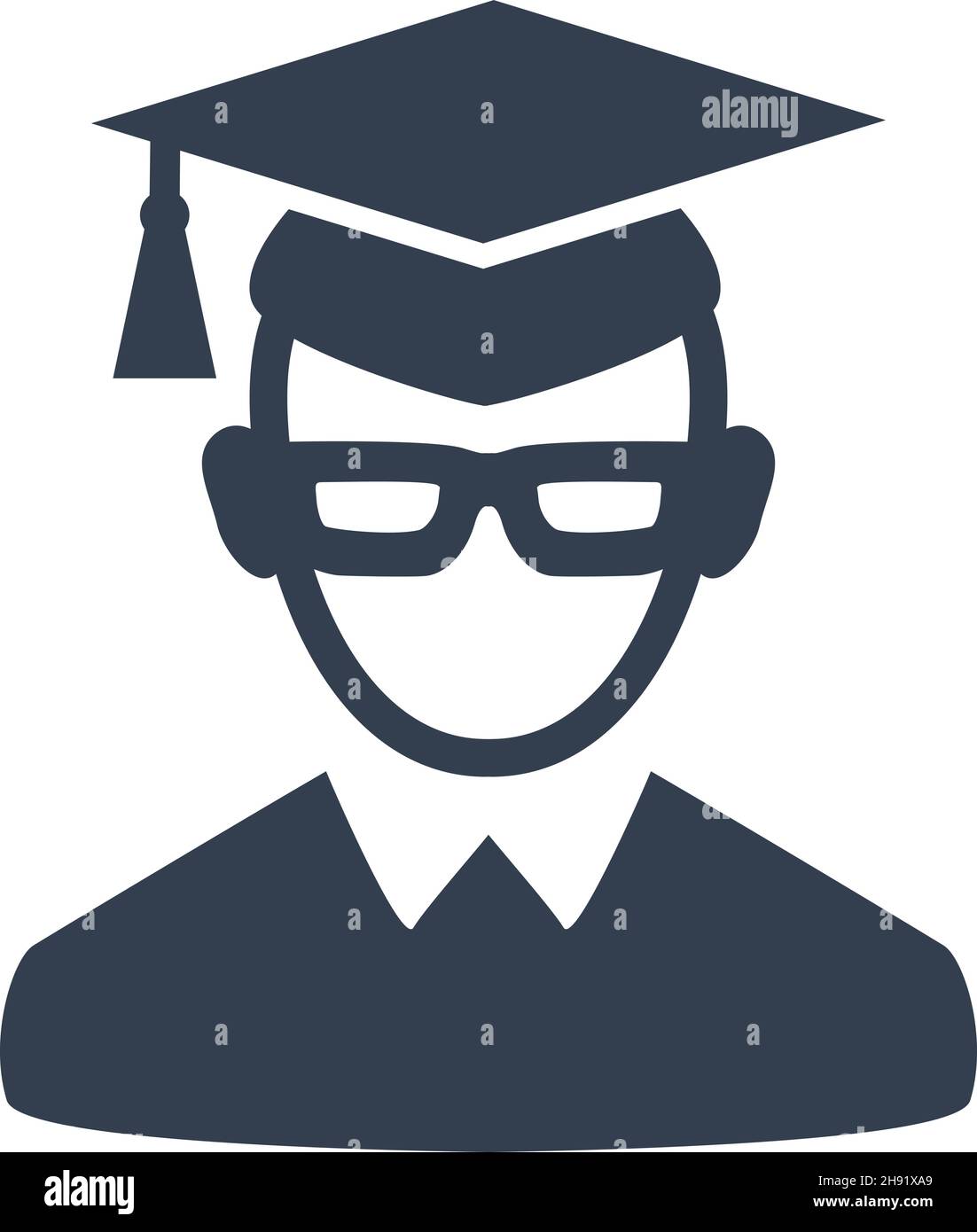 Avatar Student Monochrom-Ikone. Avatare im Schwarz-Weiß-Stil. Stock Vektor