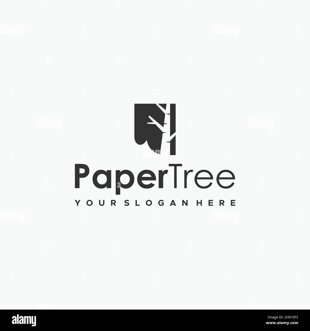 Minimalistisches einfaches PaperTree Silhouette Logo Design Stock Vektor