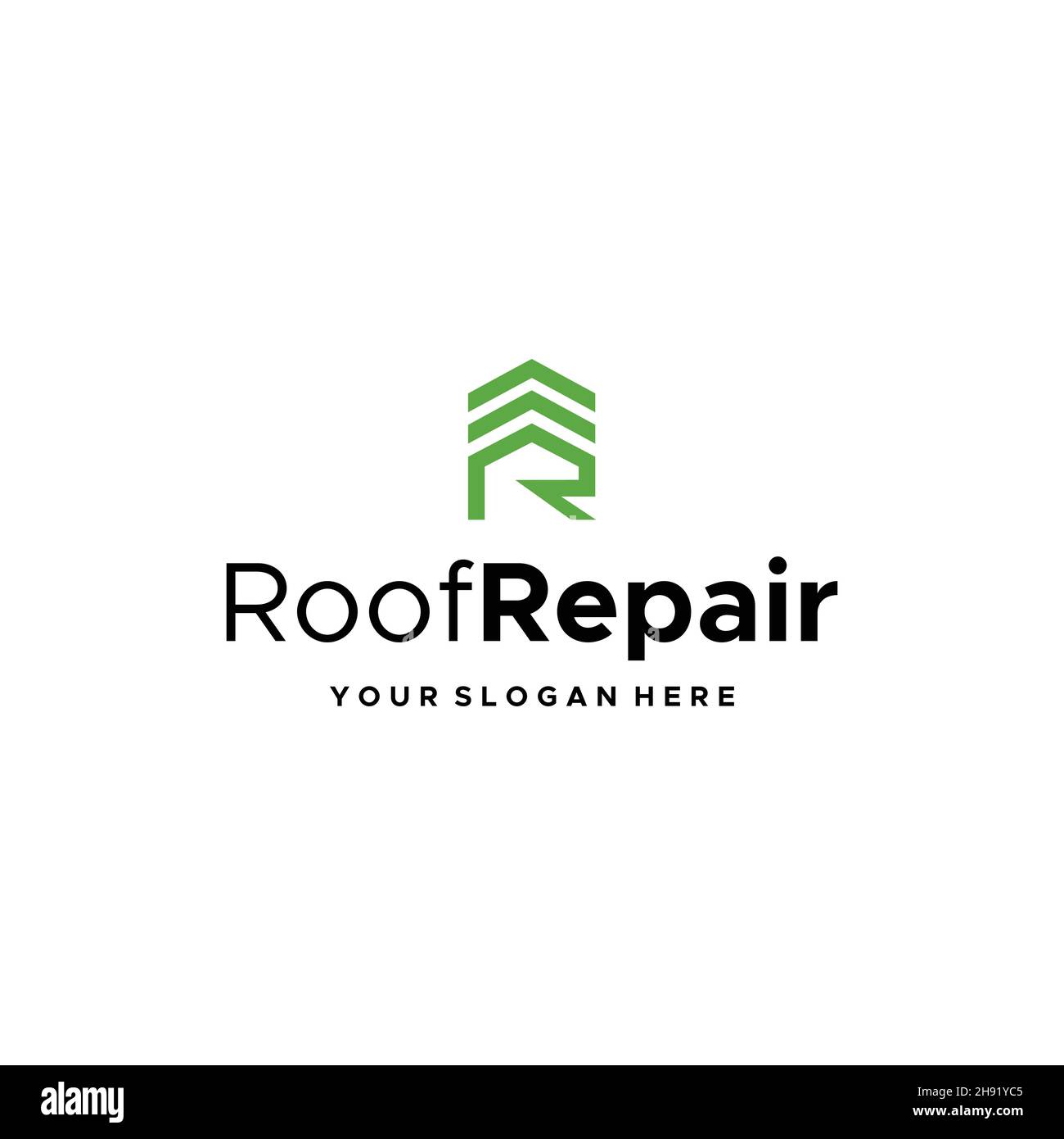 Flaches Anfangszeichen R RoofRepair Logo Stock Vektor