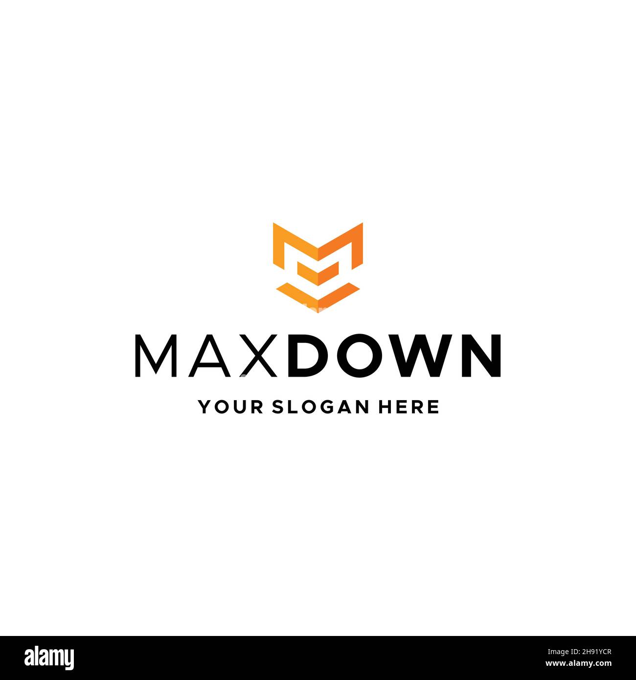 Flacher Briefmarke Initial M MAXDOWN Logo-Design Stock Vektor