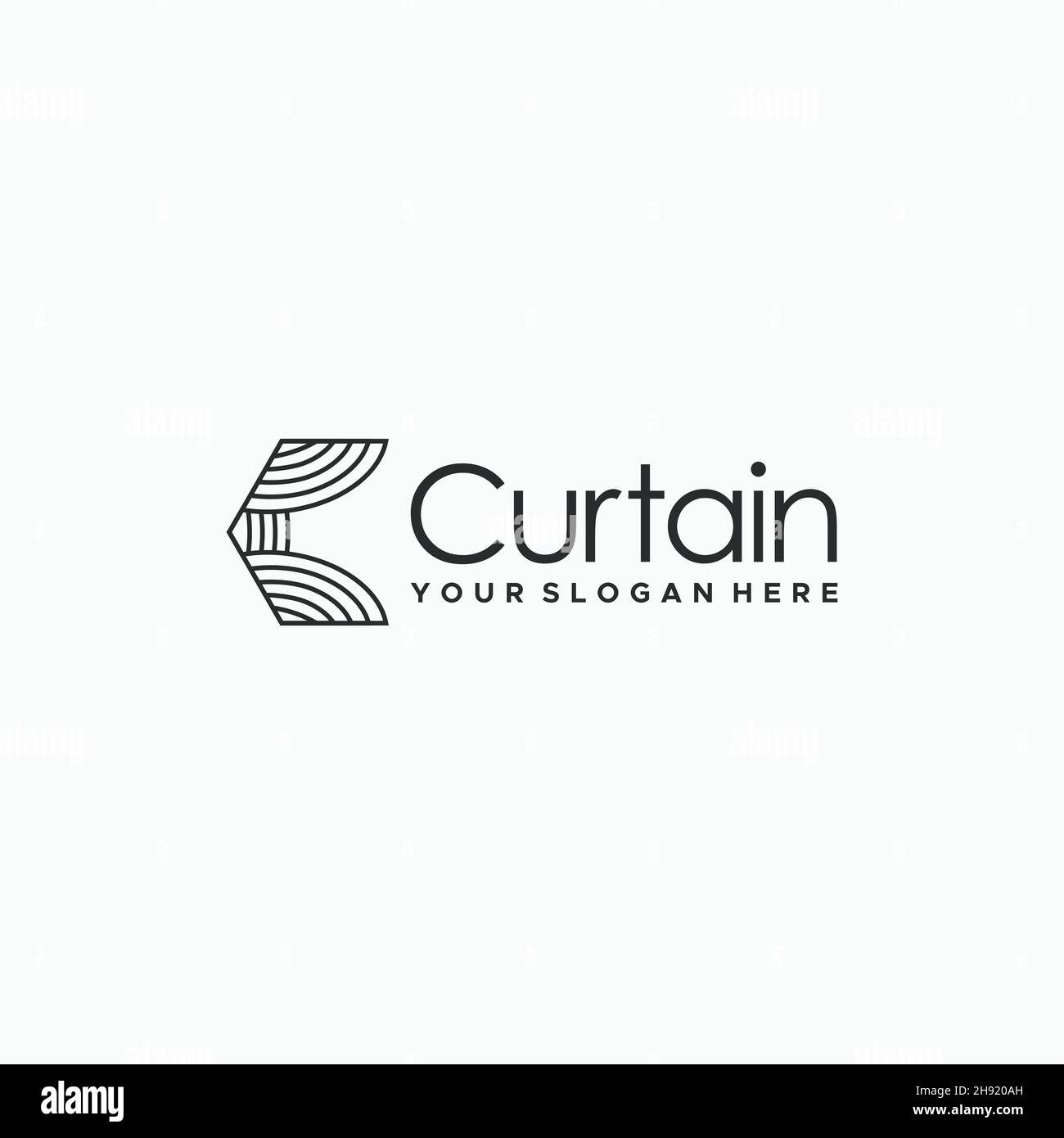 Flaches Buchstabenzeichen Initiales C-Vorhang-Logo-Design Stock Vektor