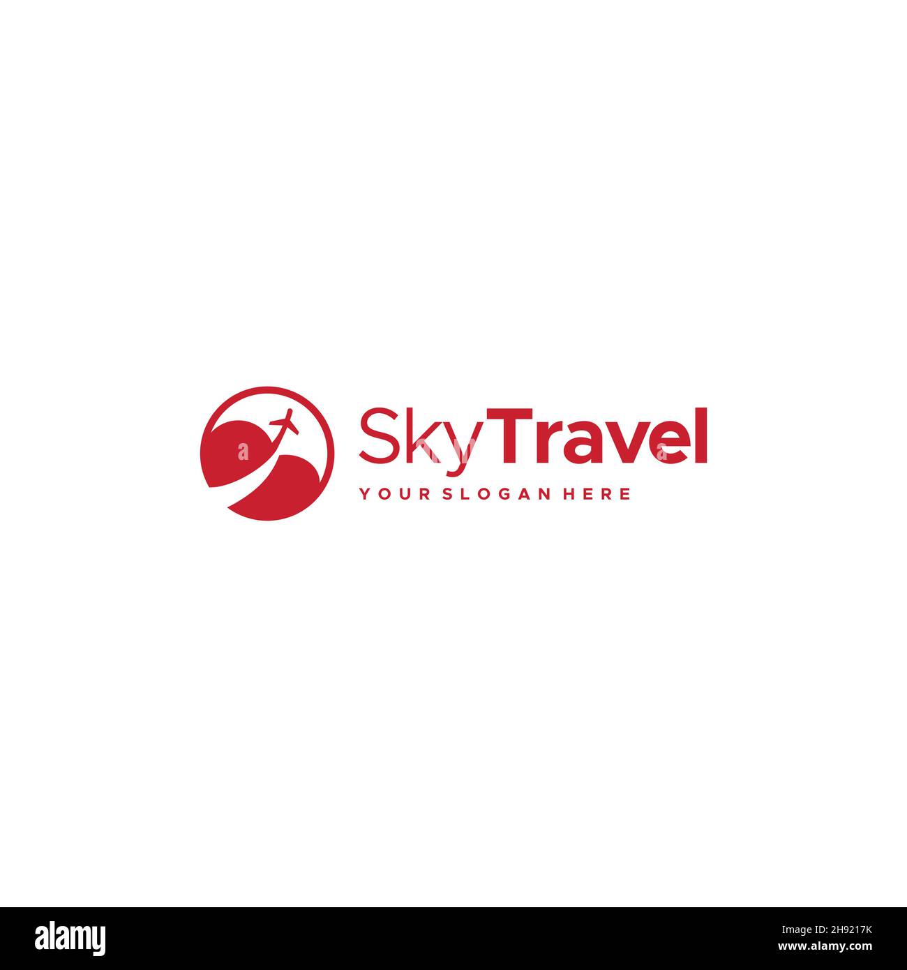 Minimalistisches SkyTravel Lane Plane Cloud-Logo-Design Stock Vektor
