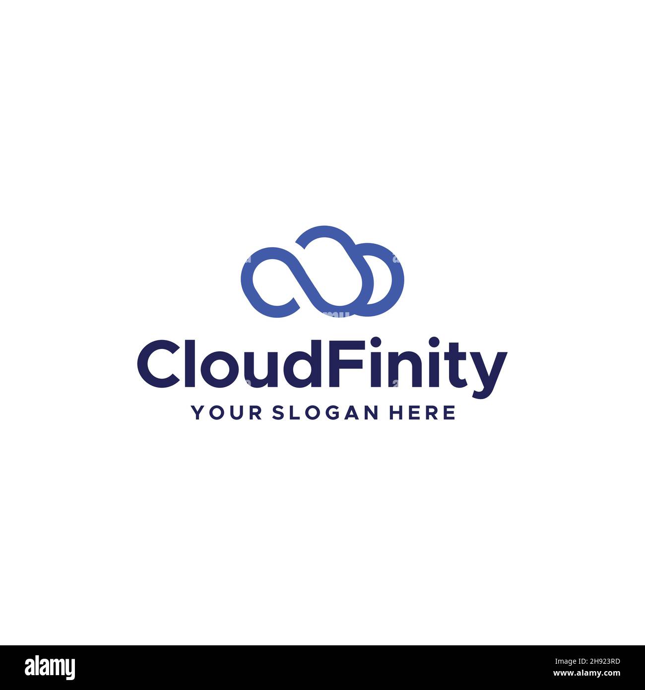 Minimalistisches einfaches CloudFinity Line Art Logo Design Stock Vektor