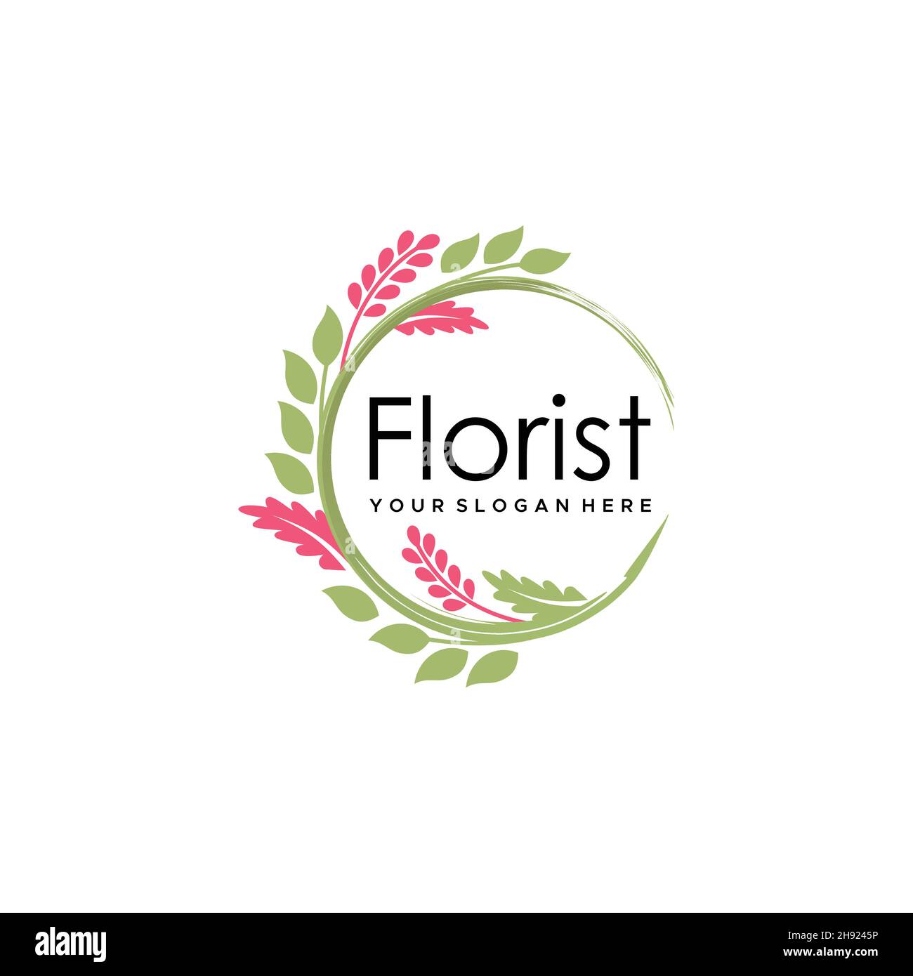 Minimalistisches BLUMENBLATT Blätter Pflanzen Logo Design Stock Vektor