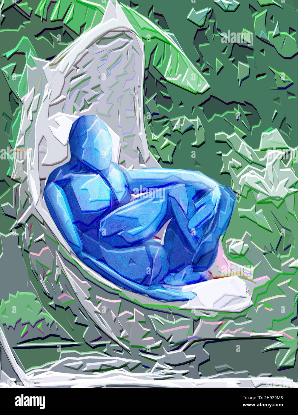 Wohlbefinden Matisse Blue Figure Entspannend Stockfoto