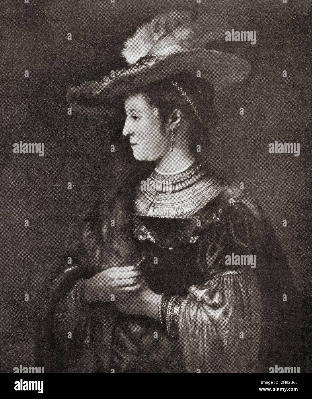 Saskia van Uylenburgh, 1612 – 1642. Ehefrau des Malers Rembrandt van Rijn. From the World und seine Frau, veröffentlicht 1906 Stockfoto
