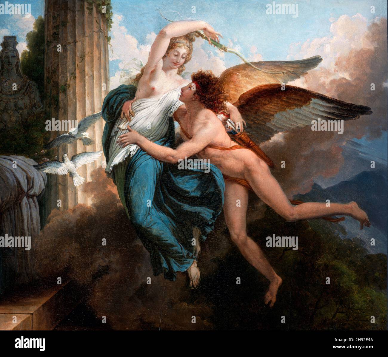 Die Wiedervereinigung von Amor und Psyche des Schweizer Malers Jean-Pierre Saint-Ours (1752-1809), Öl auf Tafel, c. 1789-92 Stockfoto
