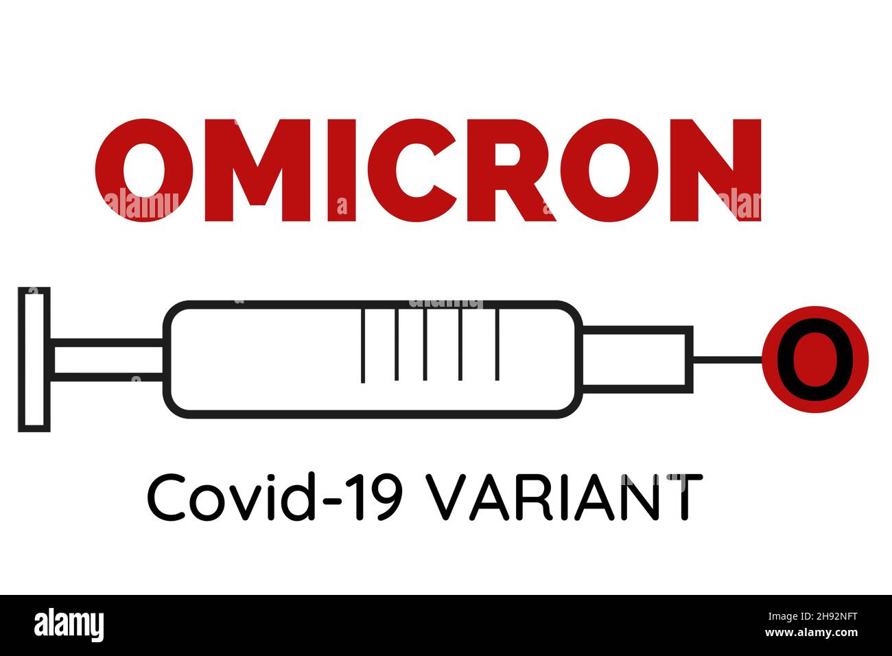 Illustration für die neue COVID-19-Variante Omicron, die laut WHO ein hohes Risiko darstellt. Stockfoto