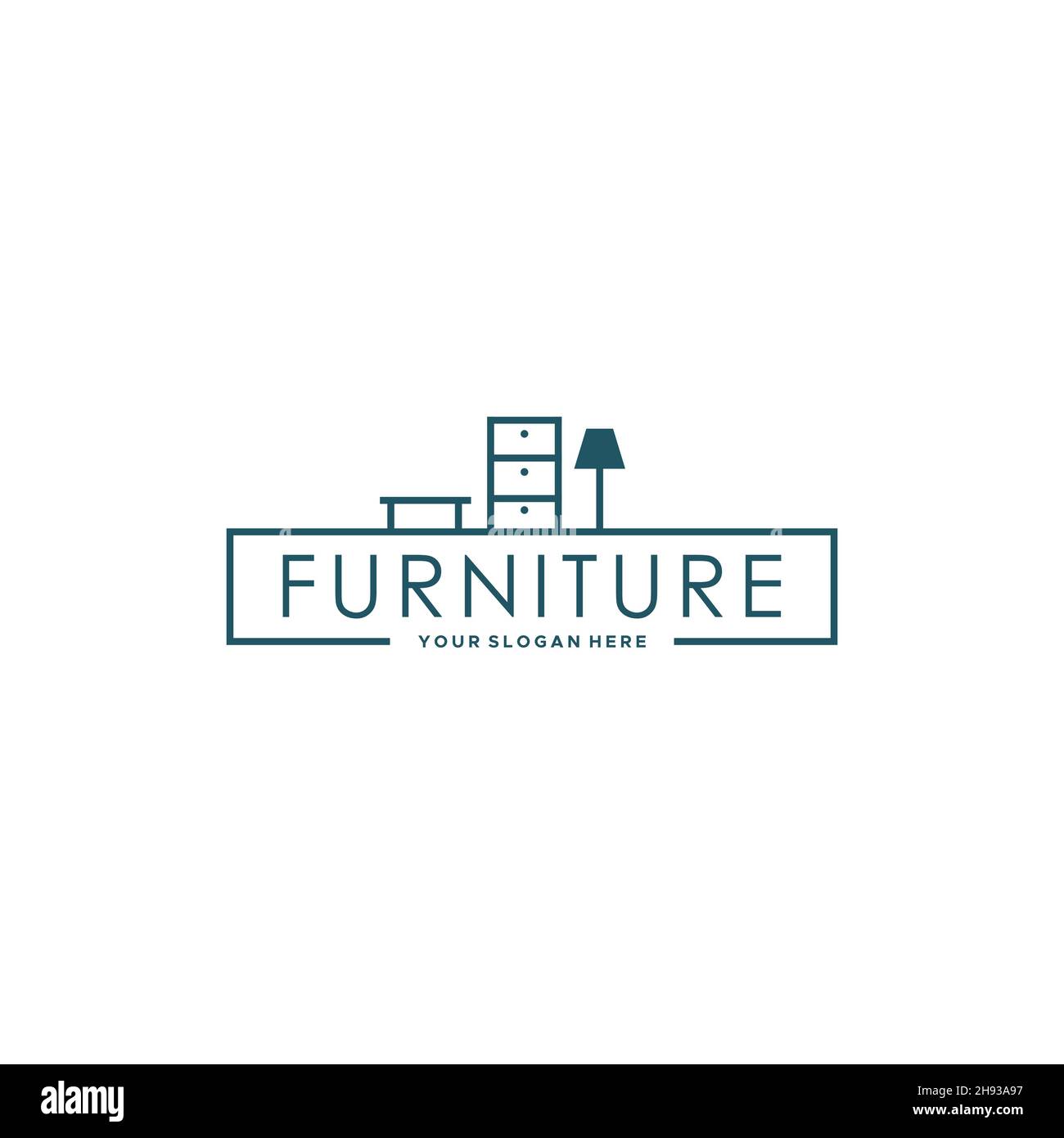 Flache MÖBEL Tischlampe Schrank Logo Design Stock Vektor