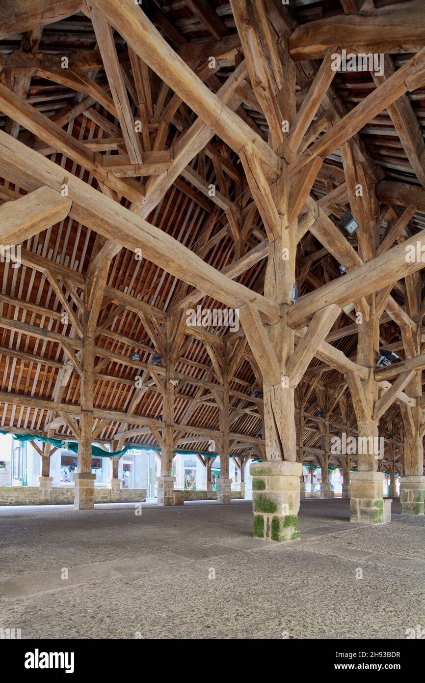 17. Jahrhundert Markt Hall, Stadt von Questembert, überweisen von Morbihan, Bretagne, Frankreich Stockfoto