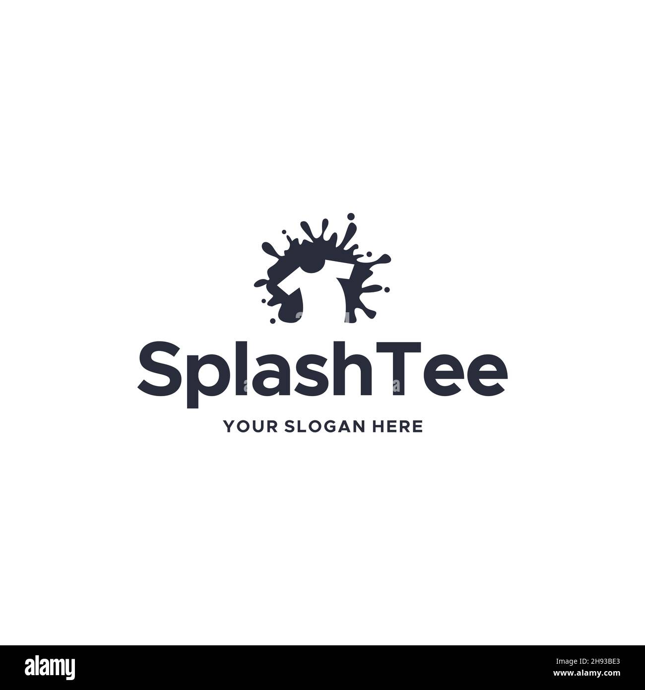 Minimalistisches SplashT-Silhouette Tuch Logo-Design Stock Vektor