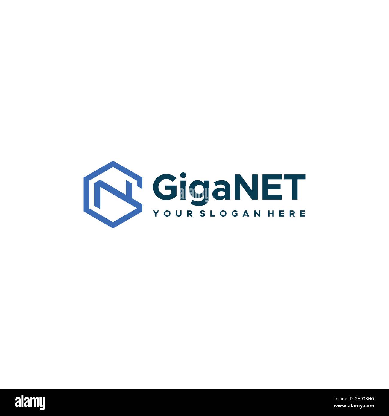 Flaches Buchstabenzeichen, Initialdesign des GN GIGA NET-Logos Stock Vektor