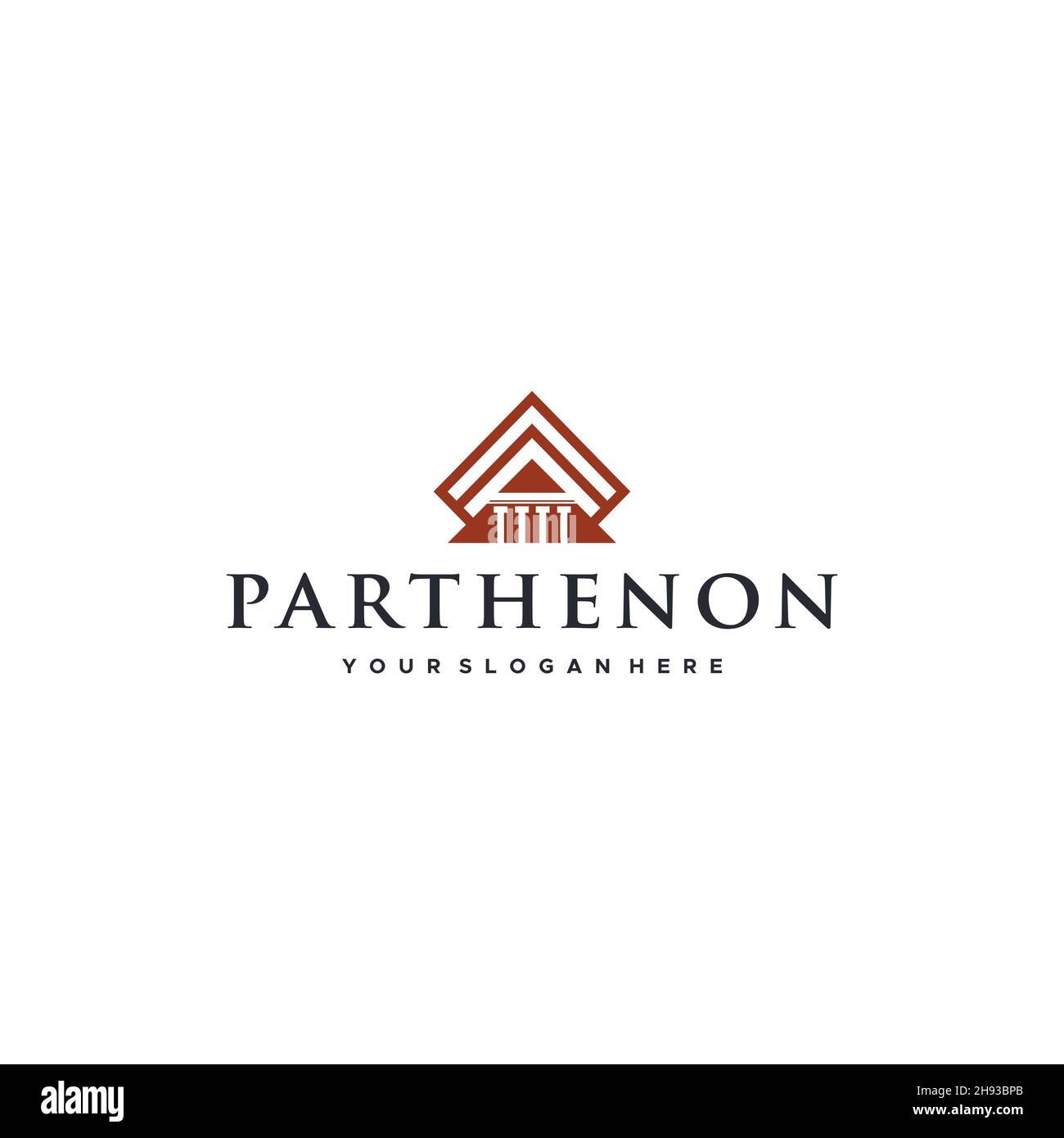 Wohnung PARTHENON Immobiliengebäude Logo Design Stock Vektor