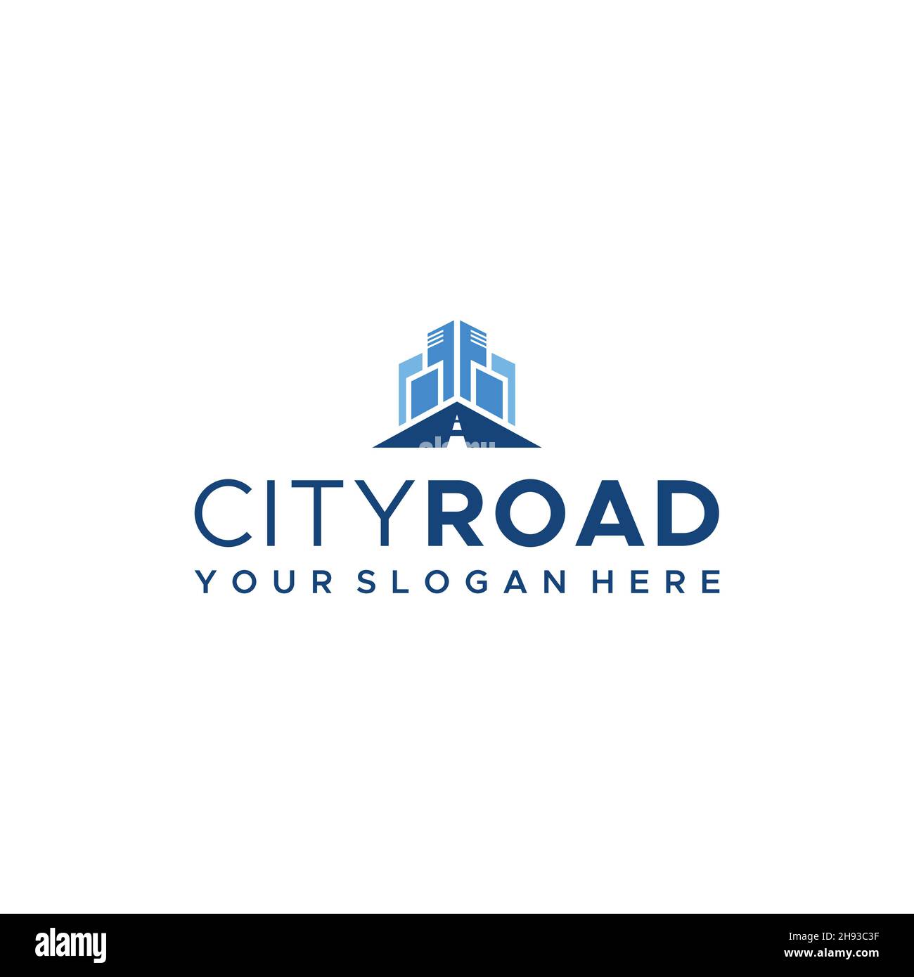 Modernes CITYROAD-Immobiliengebäude Logo desig Stock Vektor