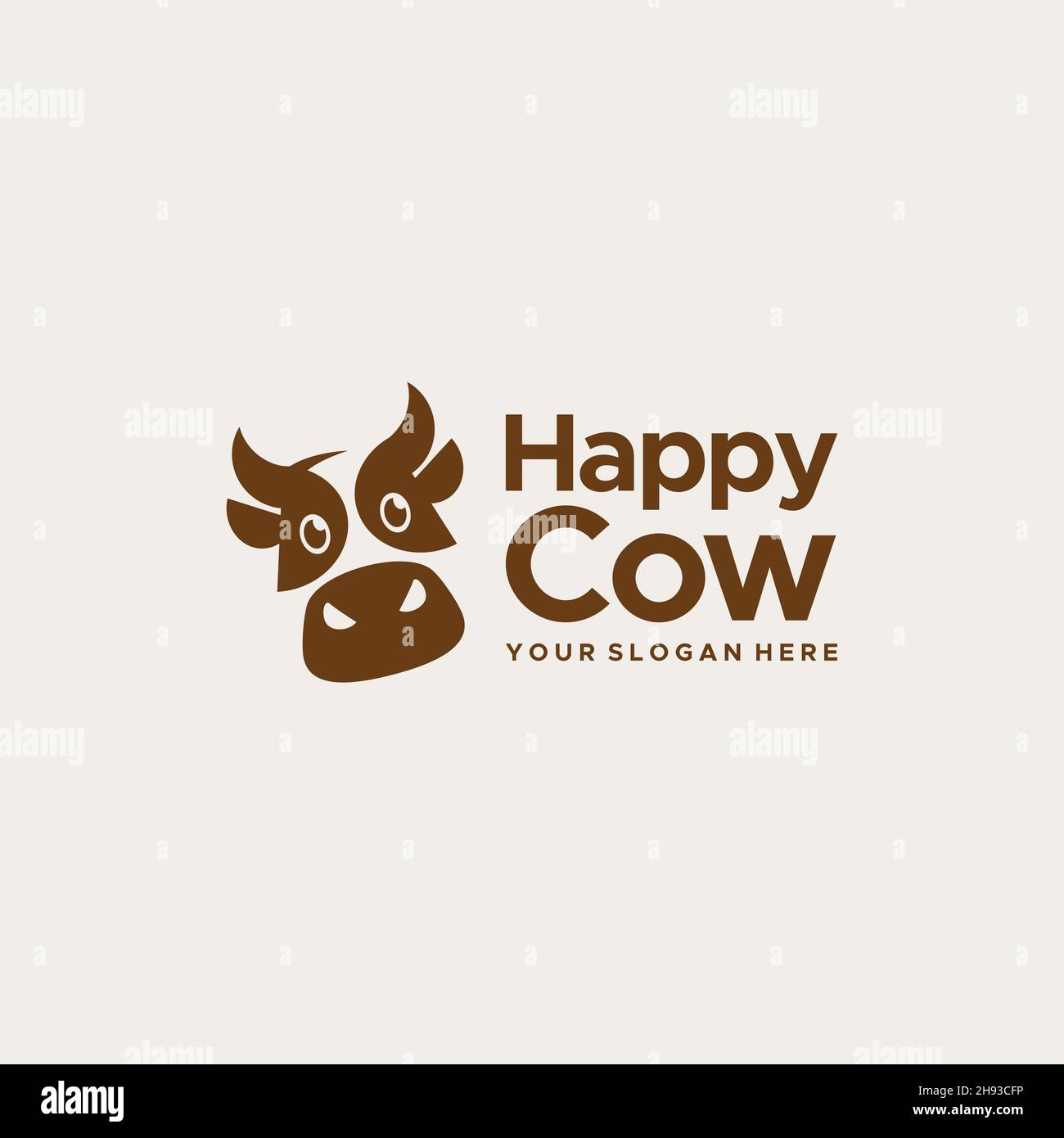 Minimalistisches „Happy Cow Animals“-Mammalia-Logo-Design Stock Vektor