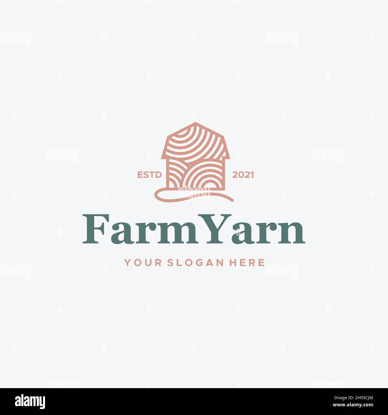 Minimalistisches FarmYarn Gebäude Lagerhaus Logo Design Stock Vektor