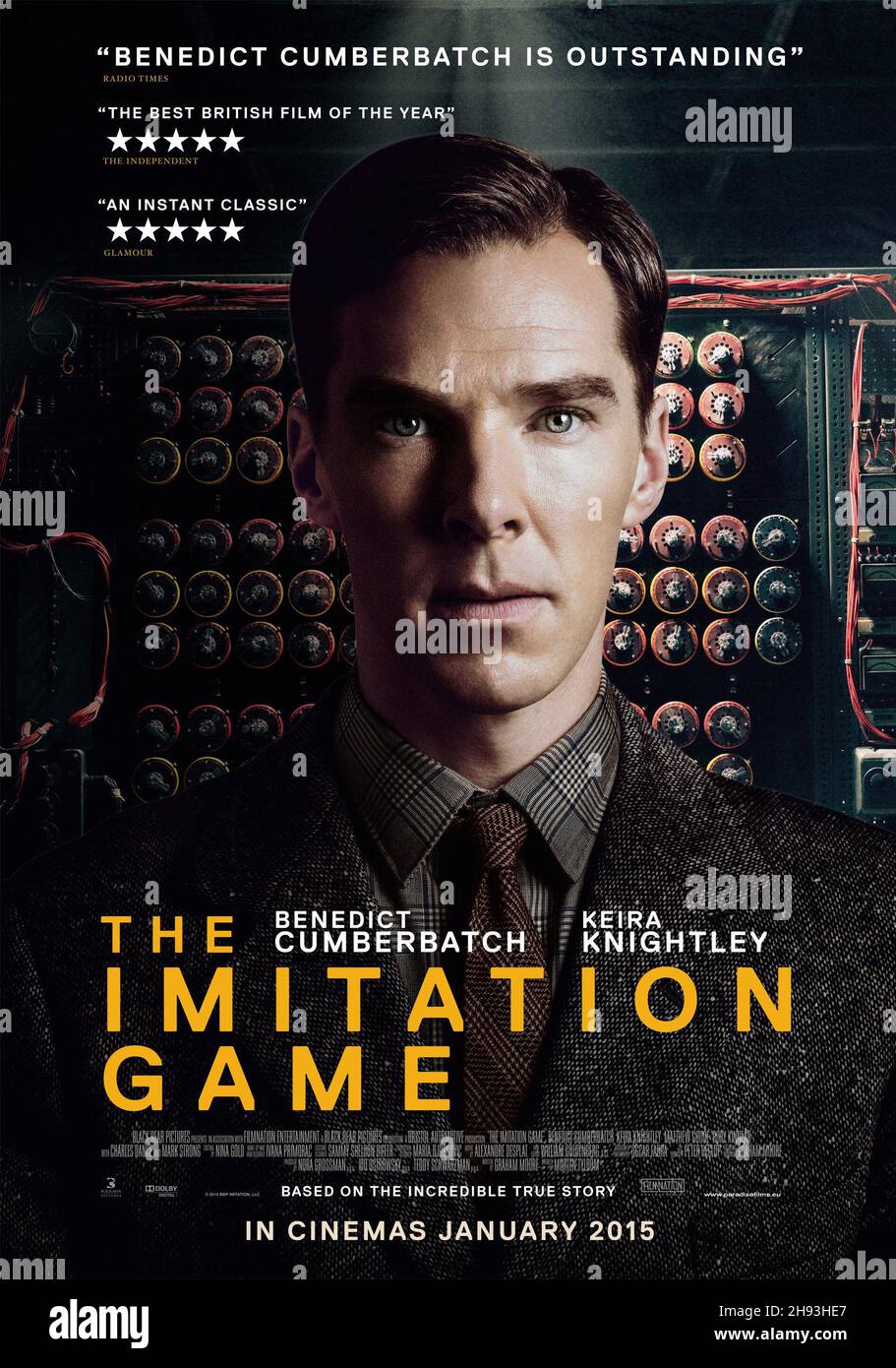 VERÖFFENTLICHUNG: 25. Dezember 2014 TITEL: The Imitation Game STUDIO: Weinstein Company. REGIE: Morten Tyldum. PLOT: Der englische Mathematiker und Logiker Alan Turing hilft, den Enigma-Code während des Zweiten Weltkriegs zu knacken HAUPTROLLE: Benedict Cumberbatch Keira Knightley Matthew Goode. (Quelle: © The Weinstein Company/Entertainment Picturs) Stockfoto