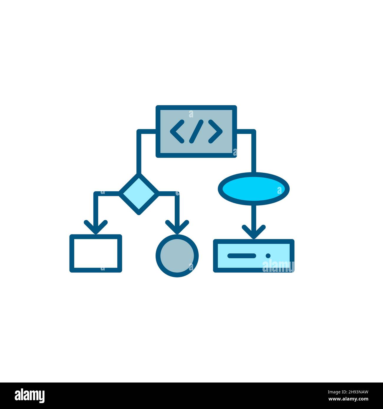 Symbol für Maschine und Programmieralgorithmus. Pixel perfekt, editierbare Kontur farbenfrohes Symbol Stock Vektor