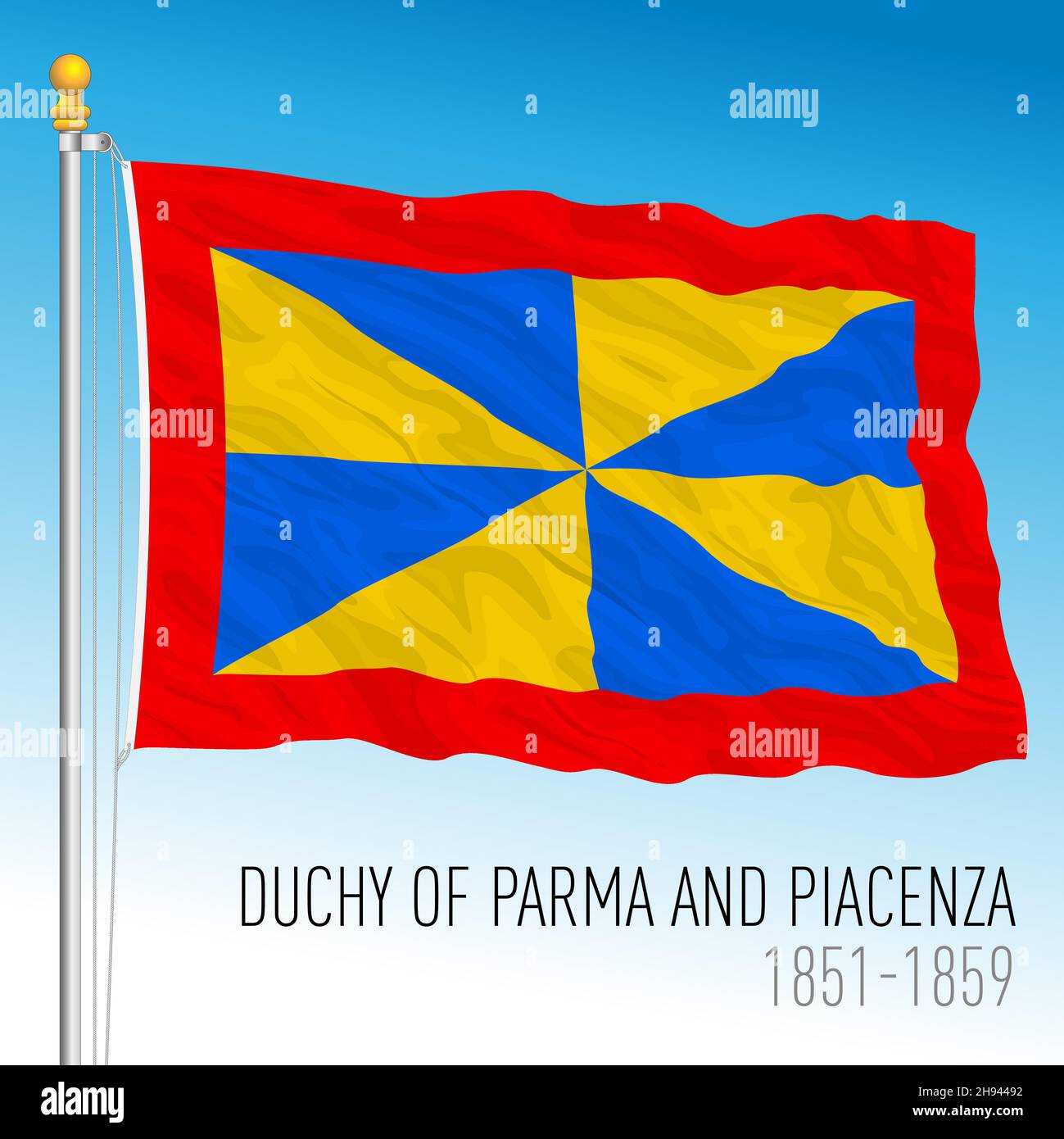 Herzogtum Parma und Piacenza historische Flagge, Italien, 1851 - 1859, Vektorgrafik Stock Vektor