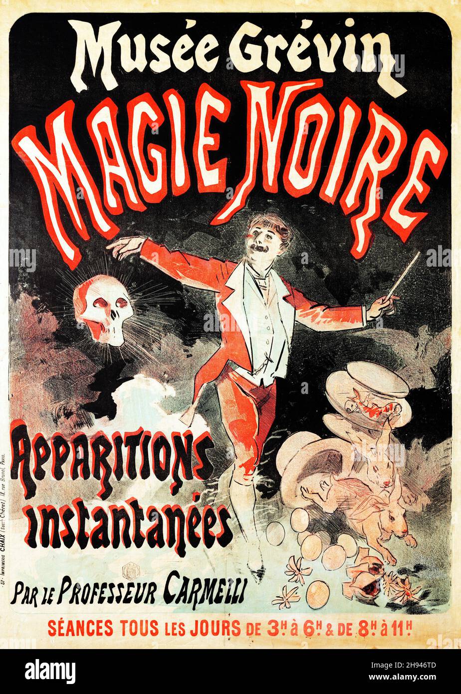 Musée Grévin magie noir 1887, Plakatkunst von Jules Chéret (1836-1932). Französisch. Stockfoto