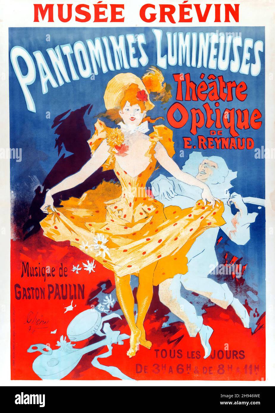 Musee Grevin, Pantomimes Lumineuses, Theatre optique de E. Reynaud, musique de Gaston Paulin. Posterkunst von Jules Chéret (1836-1932). Französisch. 1892. Stockfoto