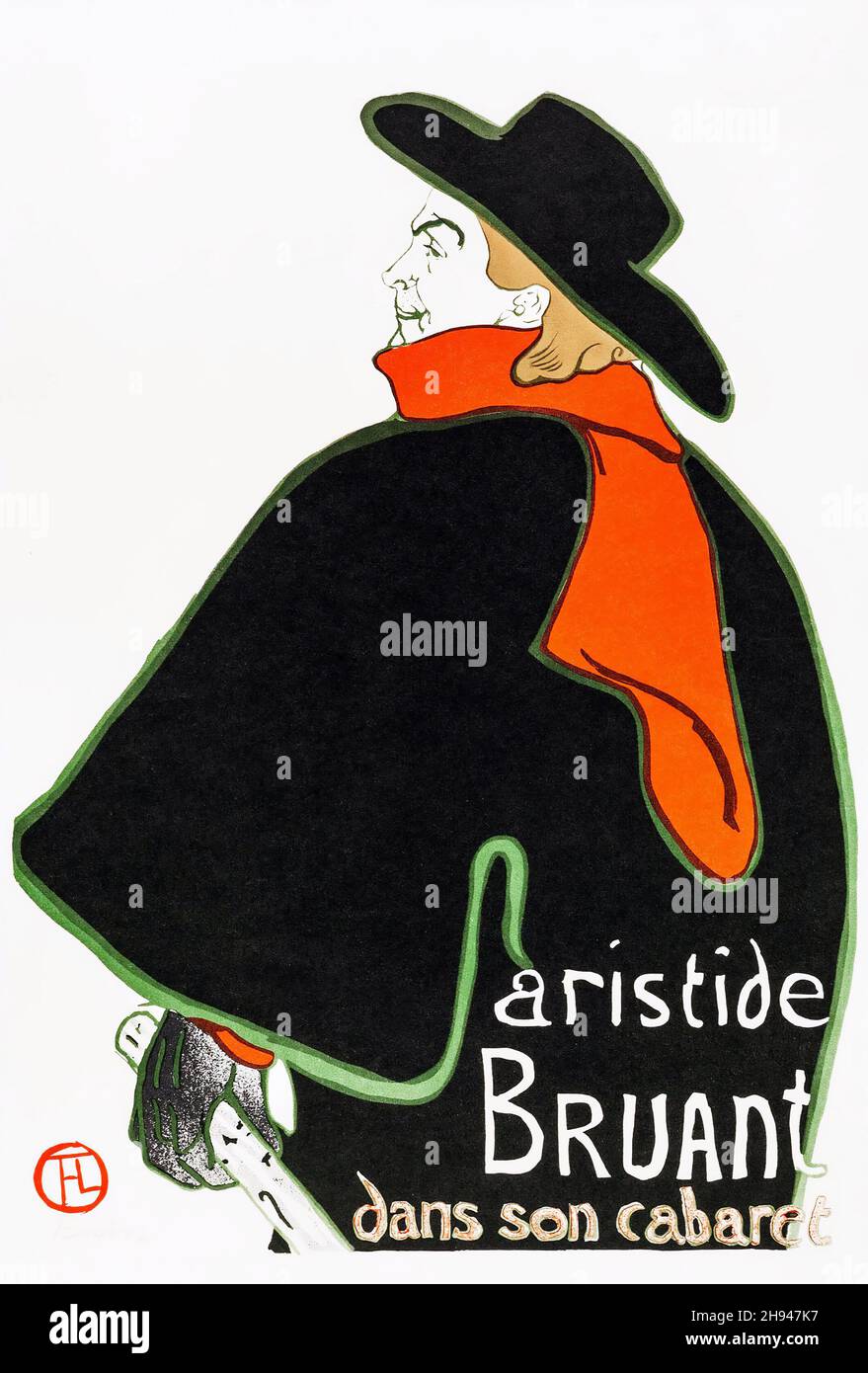 Aristide Bruant in seinem Cabaret von Henri de Toulouse-Lautrec (1893) 'Dans son Cabaret' Stockfoto
