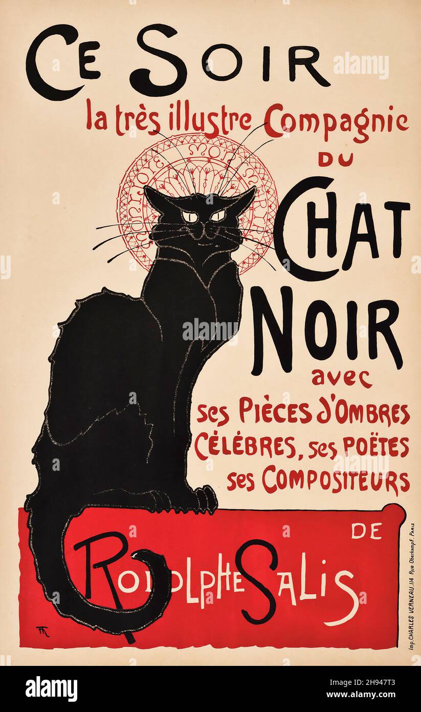 Théophile Alexandre Steinlen (1859-1923) - CHAT NOIR. 1896. Rodolpe Salis. Stockfoto