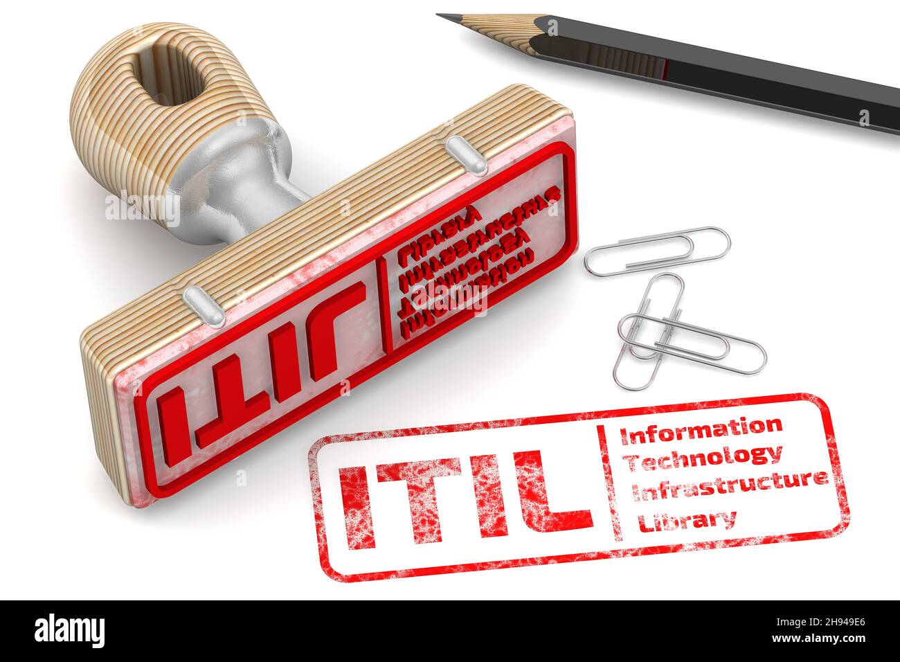 ITIL. Information Technology Infrastructure Library. Der Stempel und ein Aufdruck Stockfoto