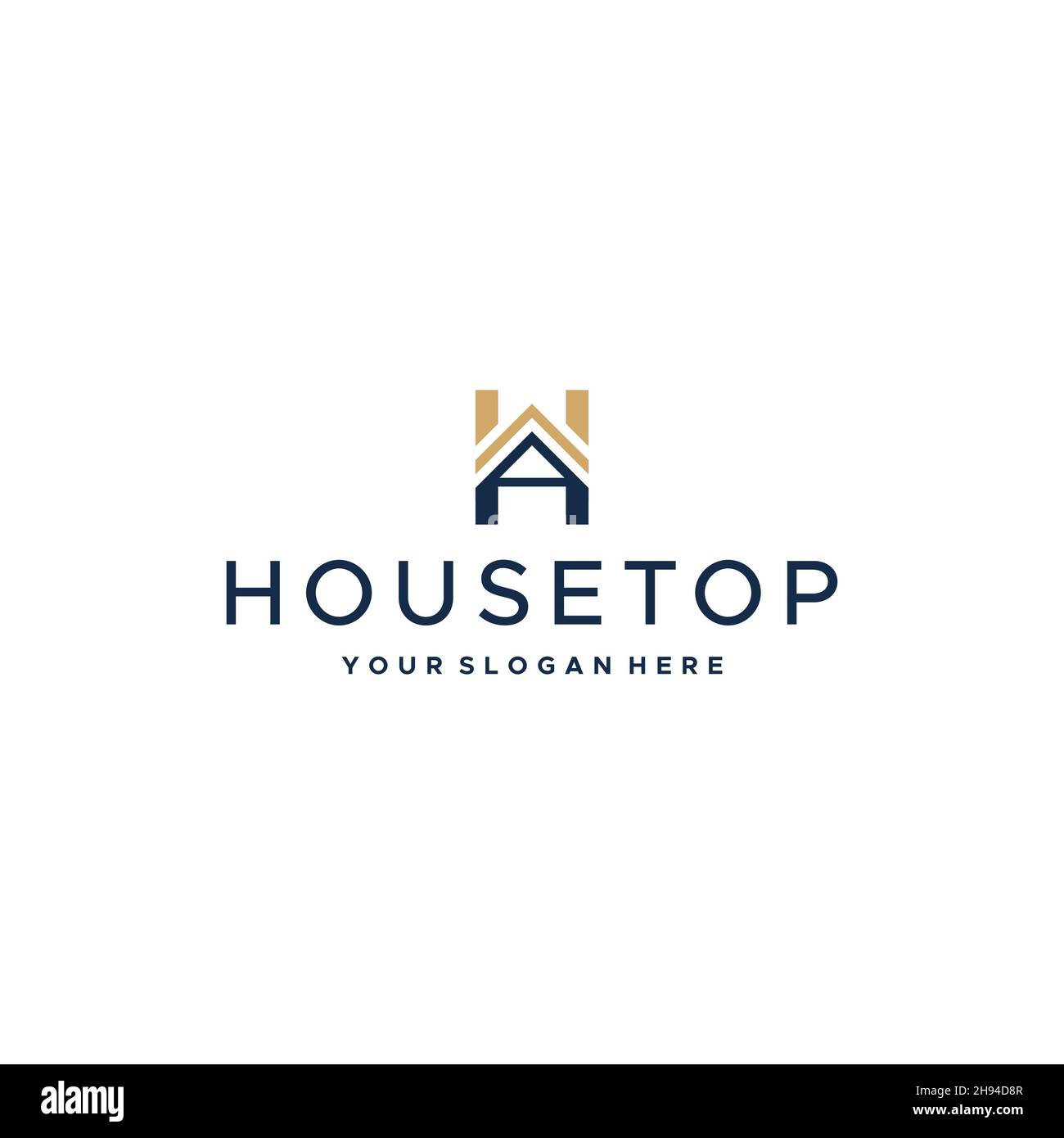 Minimalistisches WOHNZIMMERGEBÄUDE mit Logo-Design Stock Vektor