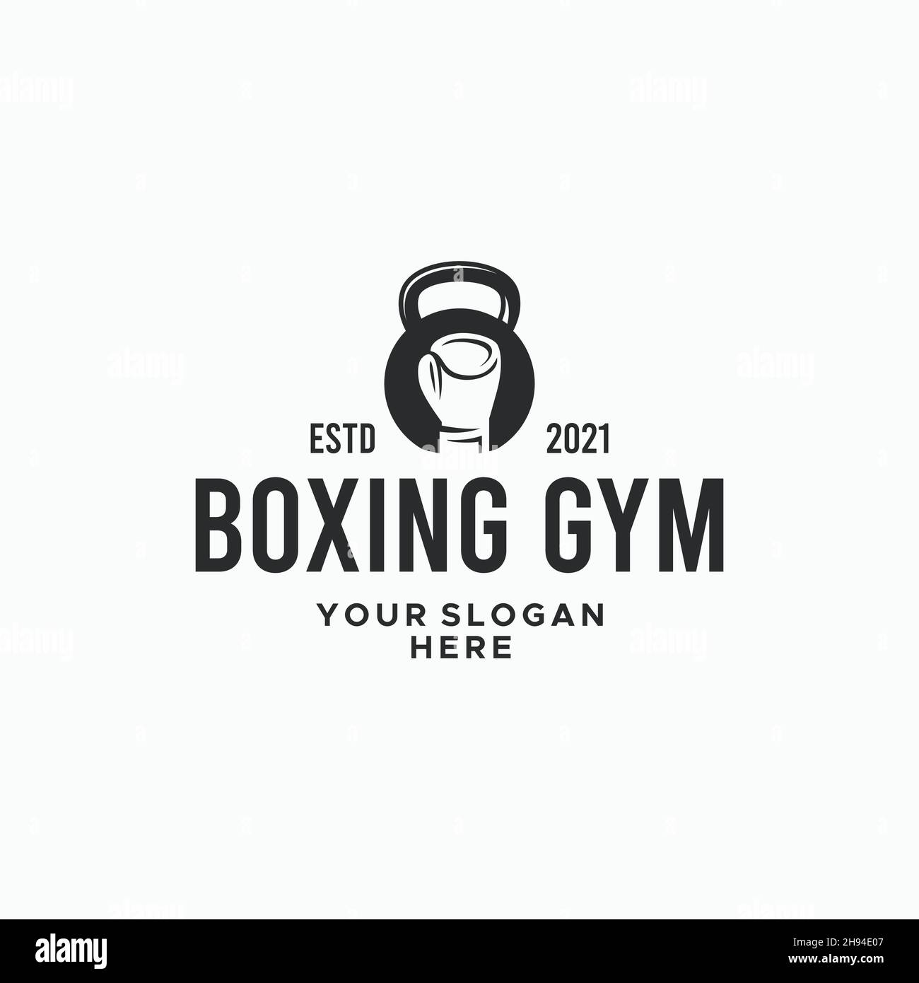 Flache BOXHANDSCHUHE IM SILHOUETTE-Logo-Design Stock Vektor
