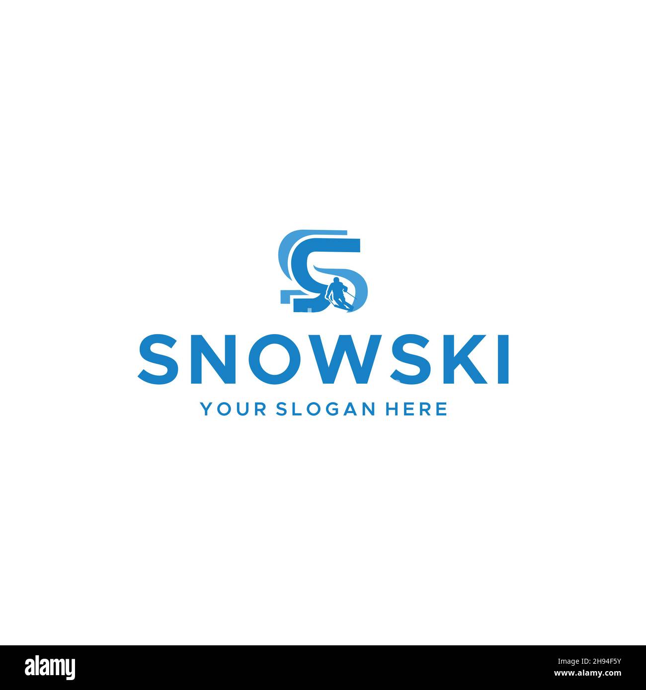 Flaches Buchstabenzeichen Initiales S SNOWSKI Logo-Design Stock Vektor