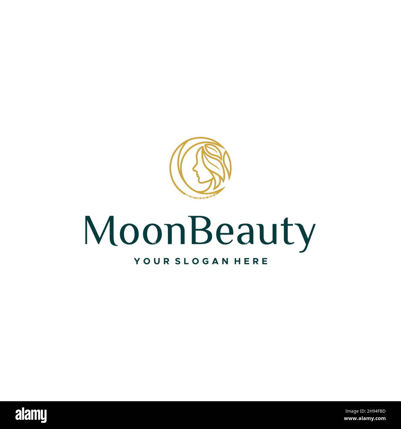 Minimalistische Linie Kunst MoonBeauty Frauen Logo-Design Stock Vektor