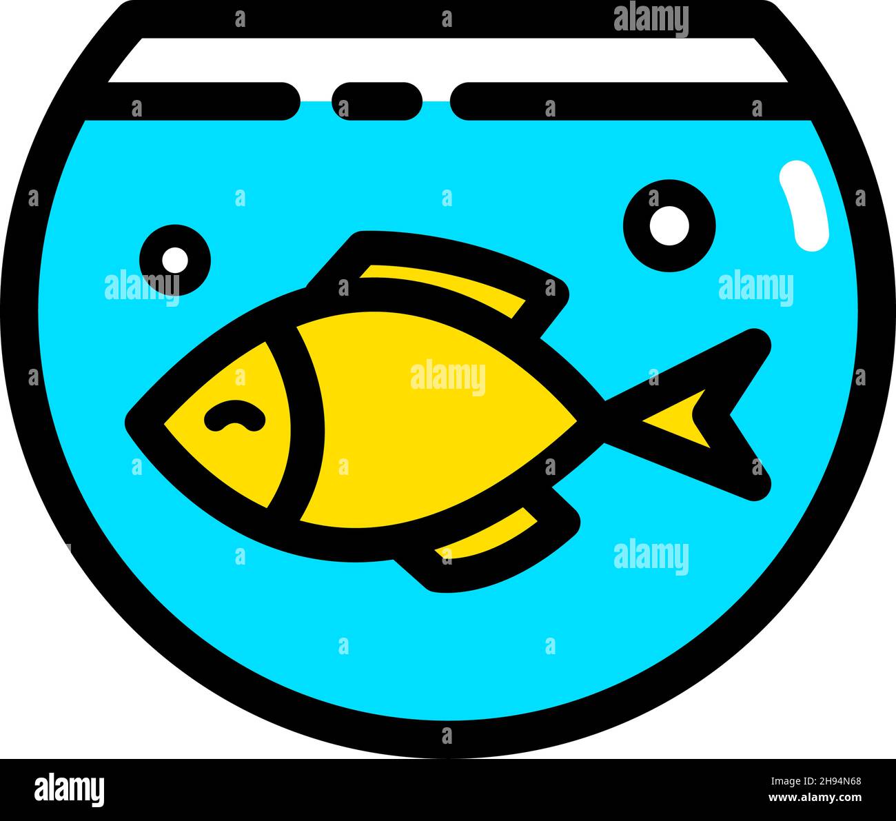 Symbol für Aquarienfarbe. Flache Liniendarstellung. Fischzucht. Fischtank. Vektor isolierte Zeichnung im einfachen Stil. Stock Vektor
