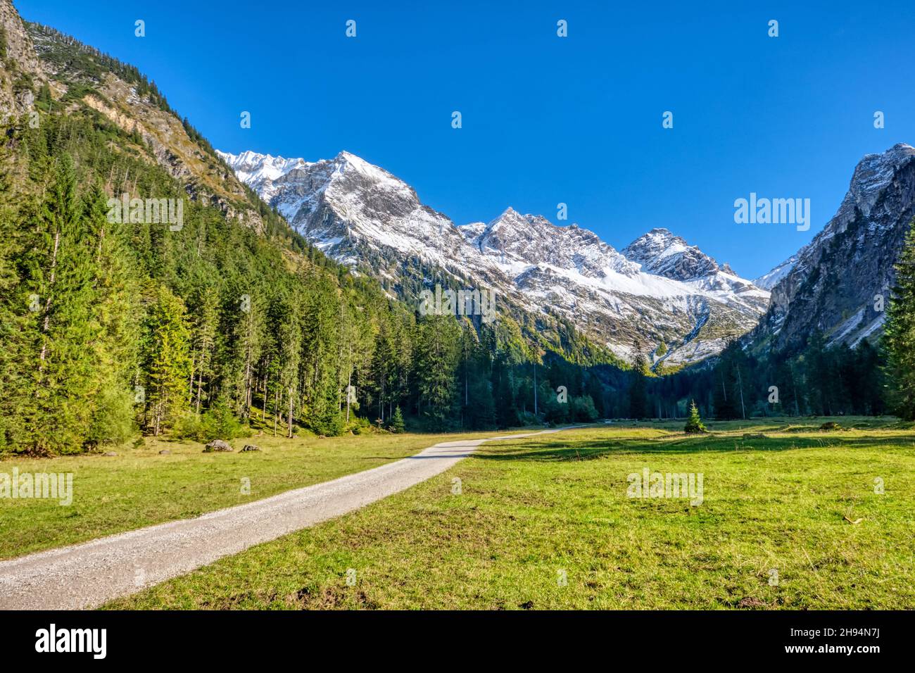 Das schöne Oytal bei Oberstdorf in den bayerischen Alpen, Deutschland Stockfoto