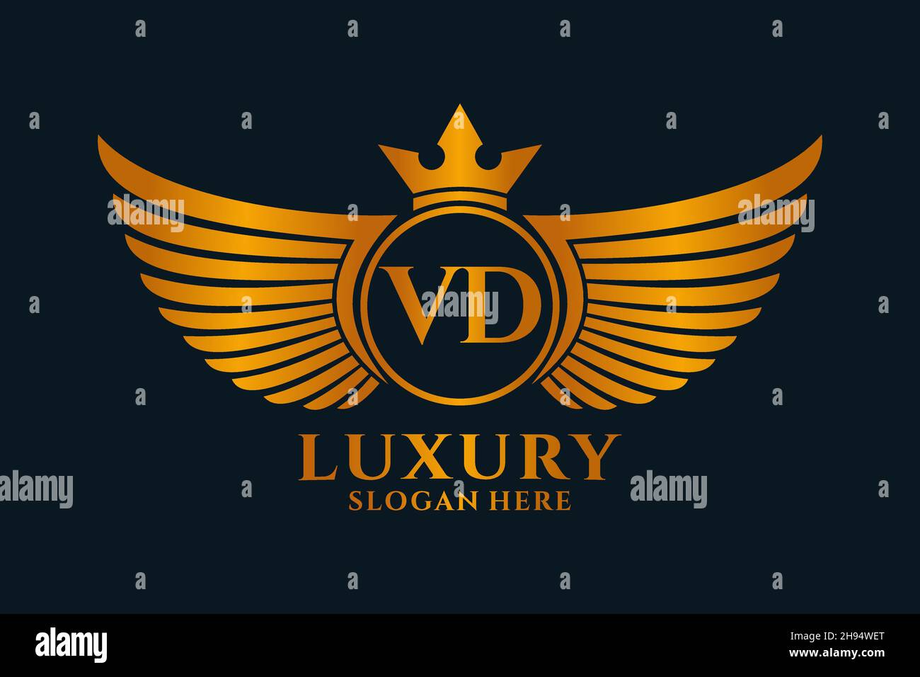 Luxus königlicher Flügel Buchstabe VD Wappen Goldfarbe Logo Vektor, Victory Logo, Wappen Logo, Flügel Logo, Vektor-Logo . Stock Vektor