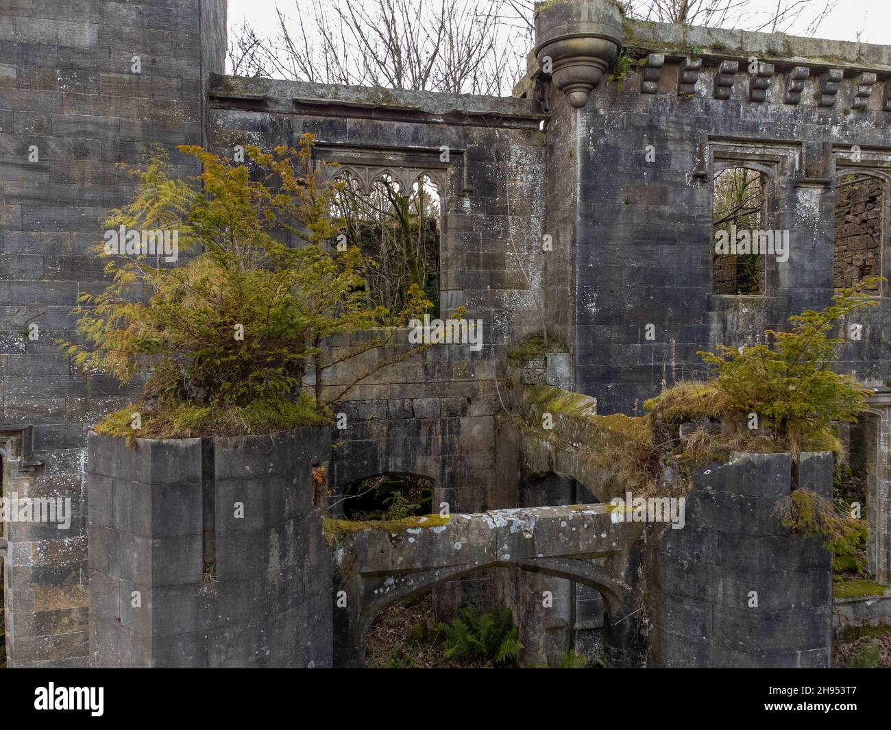 Craigend Castle ist ein ruiniertes Landhaus, das sich nördlich von Milngavie in Stirlingshire, Zentralschottland, befindet. Stockfoto