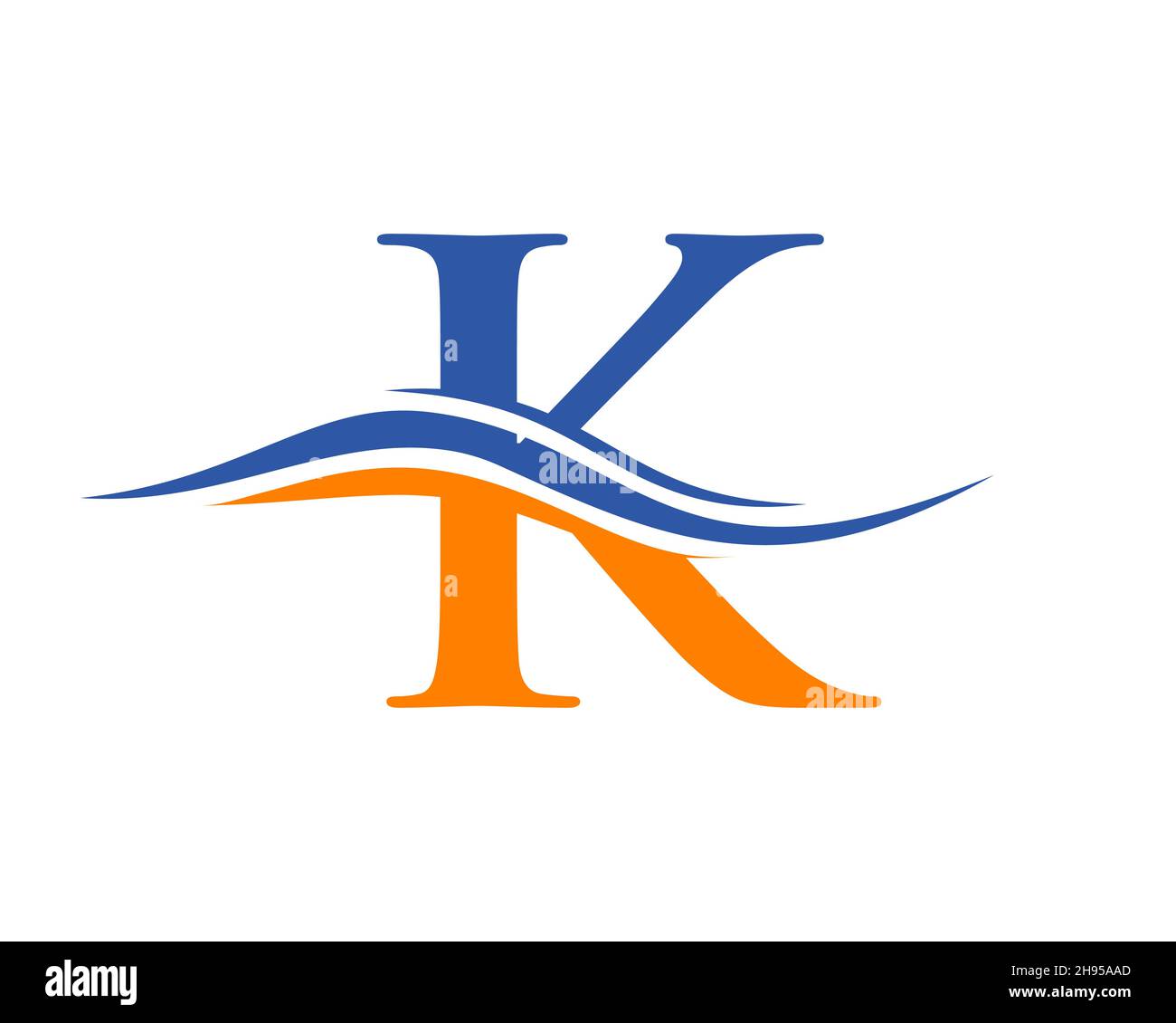 K-Logo. Wasserwellen-K-Logo-Vektor. Swoosh K Letter Logo Design für Geschäfts- und Firmenidentität Stock Vektor