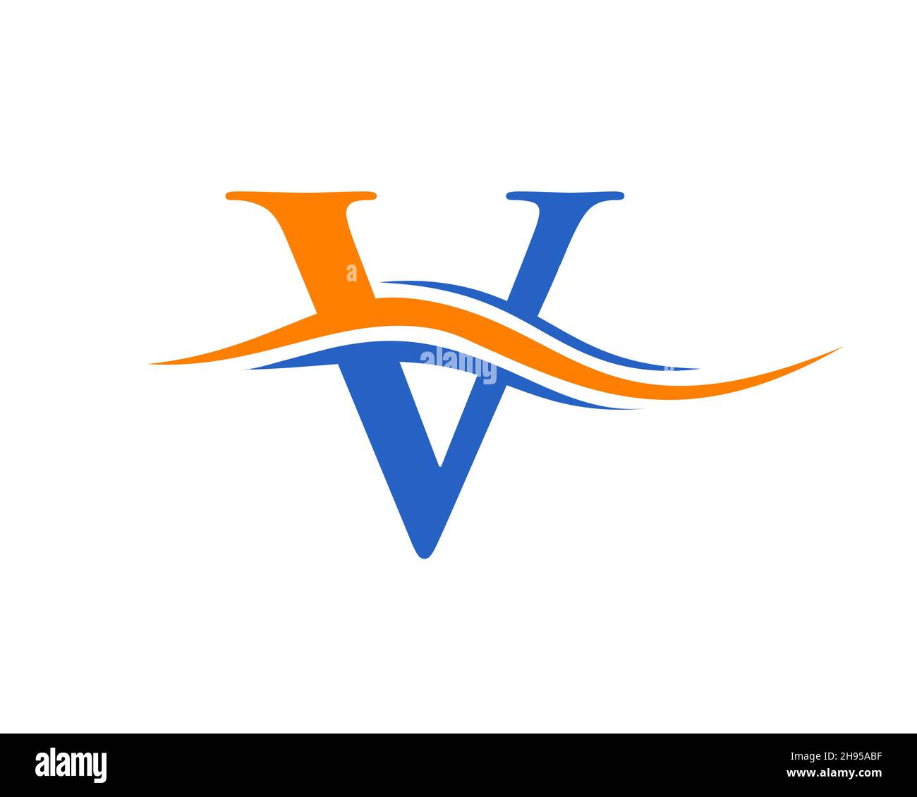 Vorlage für Monogram V-Logo. Wasserwellen-V-Logo-Vektor. Logo mit V-Schriftzug Stock Vektor