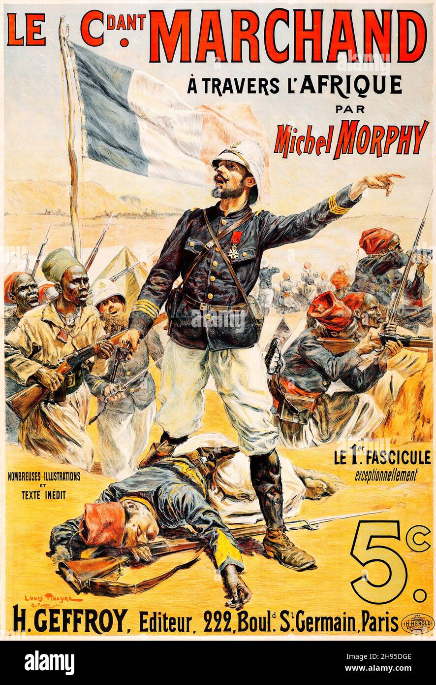 Le Commandant Marchand A Travers l'Afrique (c. L 1900, S. Französisches Werbeplakat - Jean Paul Louis Tinayre Artwork. Stockfoto