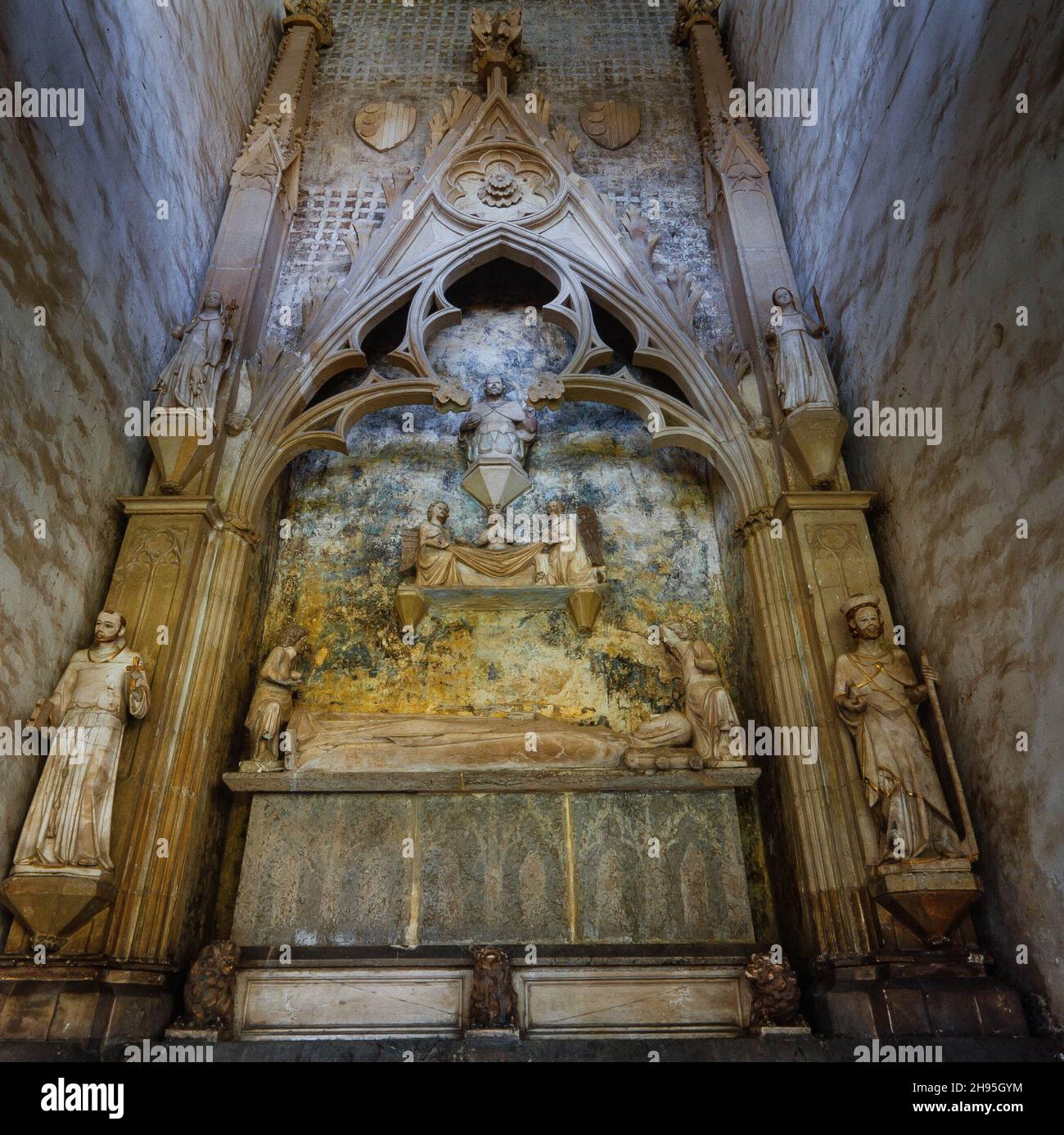 Sepulcro de la reina Elisenda de Moncada, siglo XIV. Monasterio de Santa Maria de Pedralbes. Stockfoto