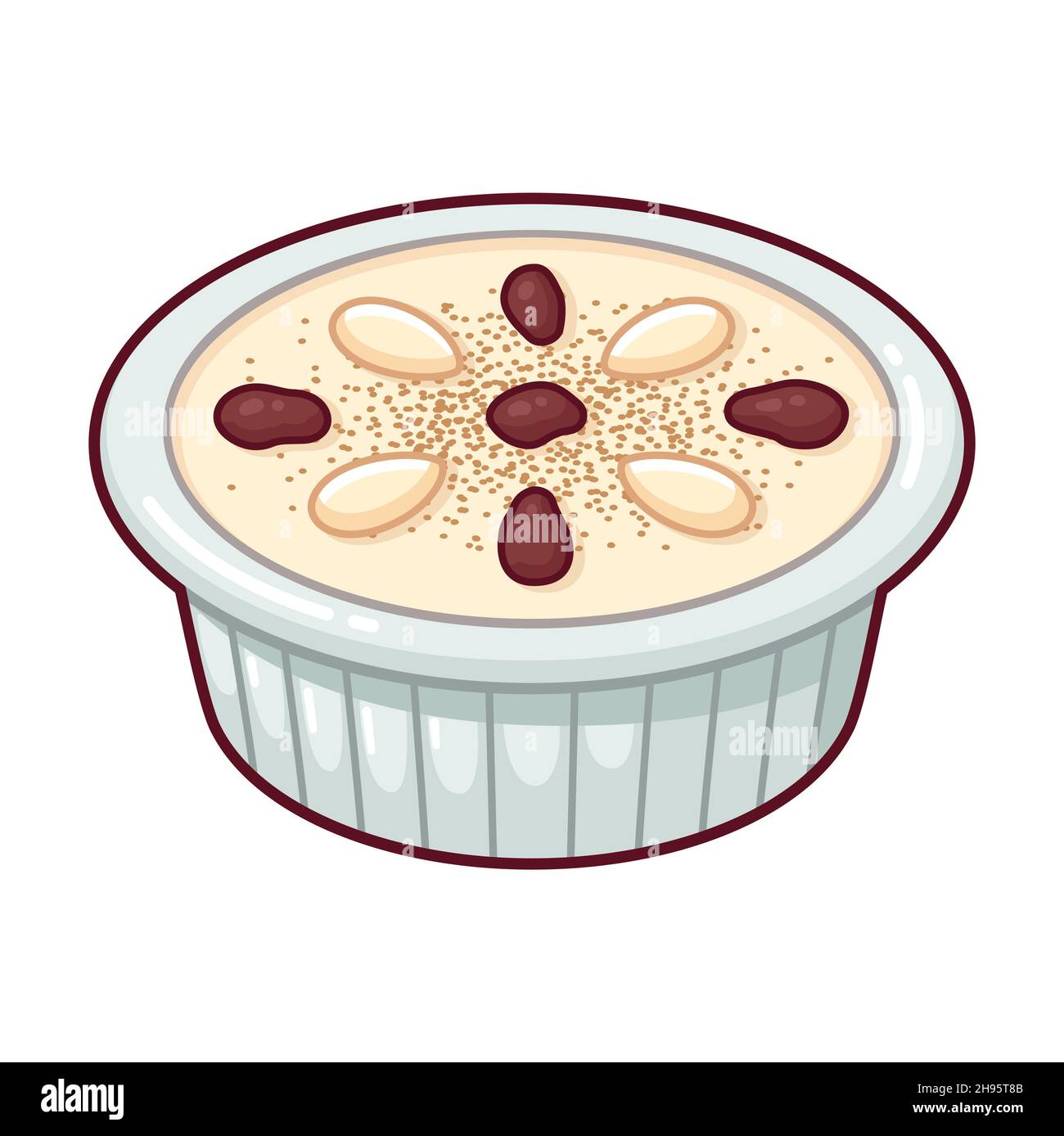 Klappertaart, traditioneller indonesischer Kokosnusskuchen. Cartoon-Zeichnung, Vektor Clip Art Illustration Stock Vektor