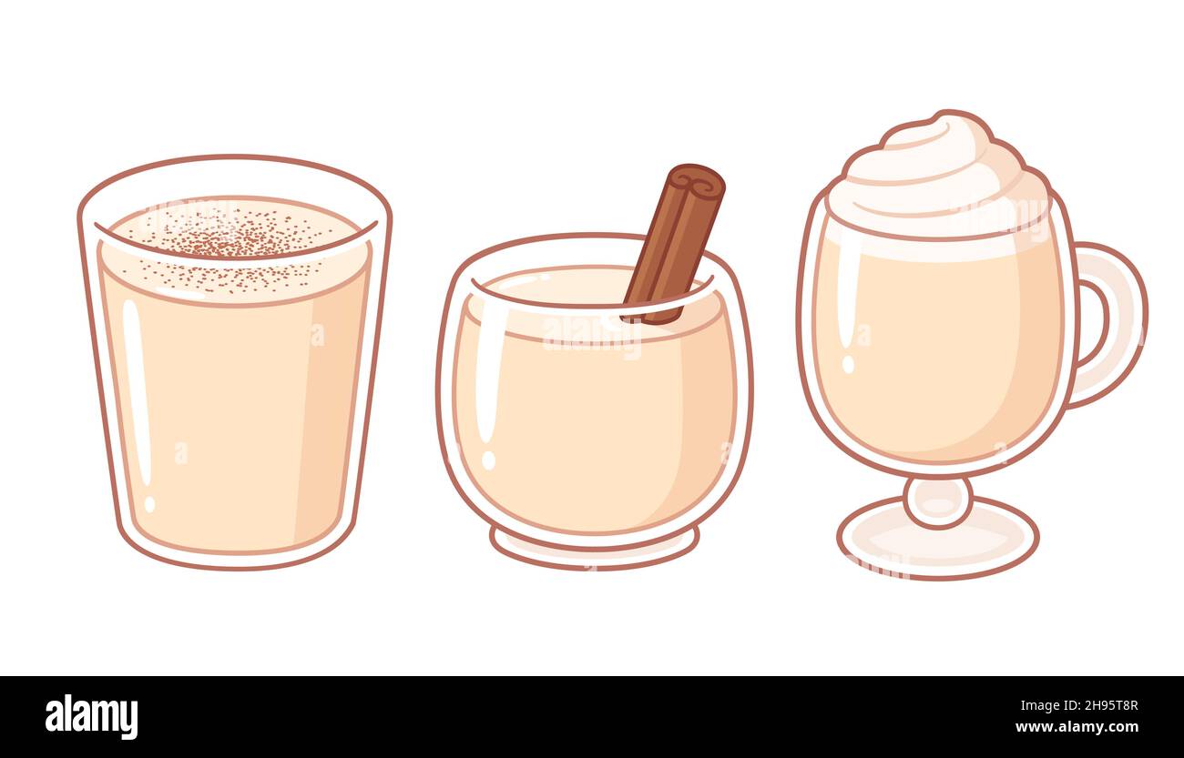Eierbecher mit Zimt und Schlagsahne, handgezeichnete Cartoon ...