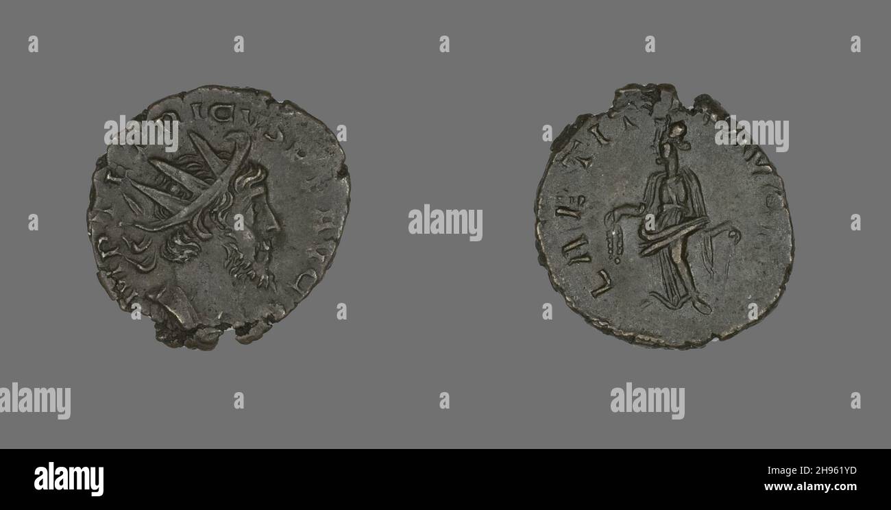 Antoninianus (Münze) Mit Kaiser Tetricus, 271-274. Rückseite: Laetitia, eine römische Göttin des Glücks. Geprägt in Gallien (modernes Frankreich). Stockfoto