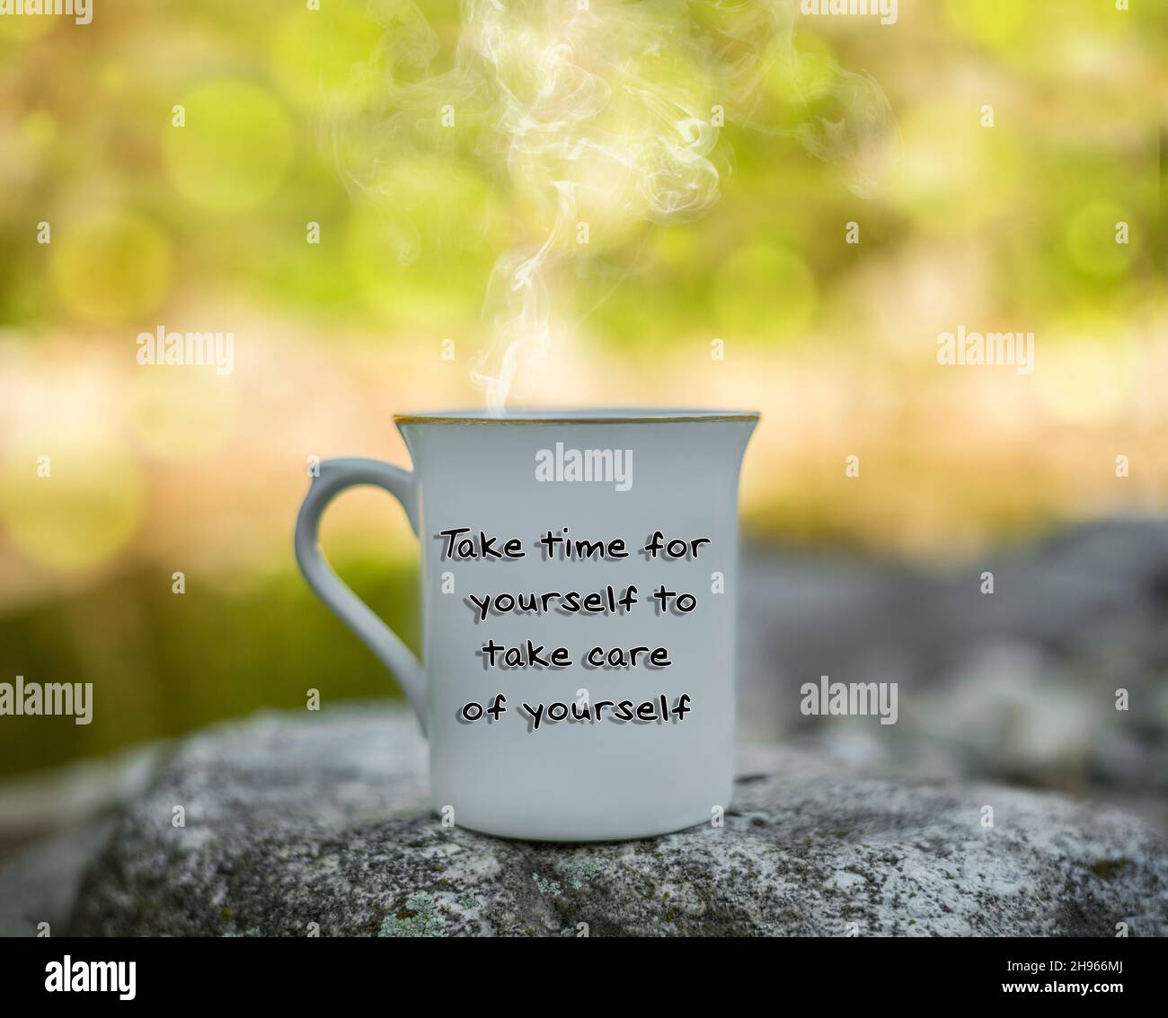 Motivationszeichen: Nehmen Sie sich Zeit für sich selbst, um auf sich selbst zu achten Stockfoto