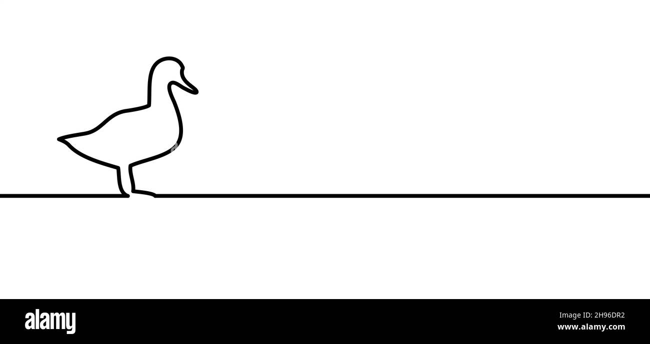 Linienmuster der wilden Ente. Tiervögel, Farm Schild. Flache Vektor Cartoon Enten. Stockfoto