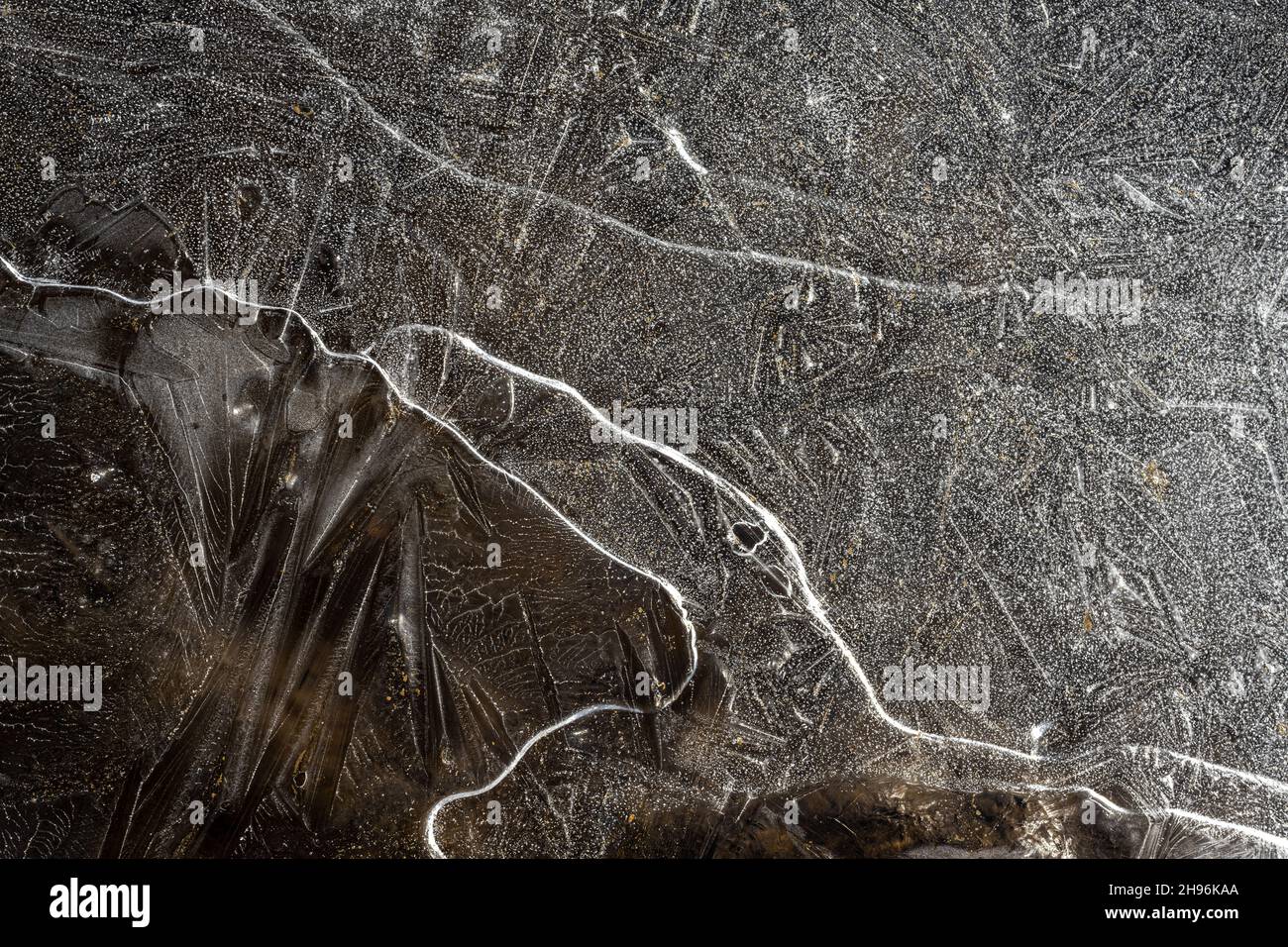 Muster in einem gefrorenen Puddle Stockfoto