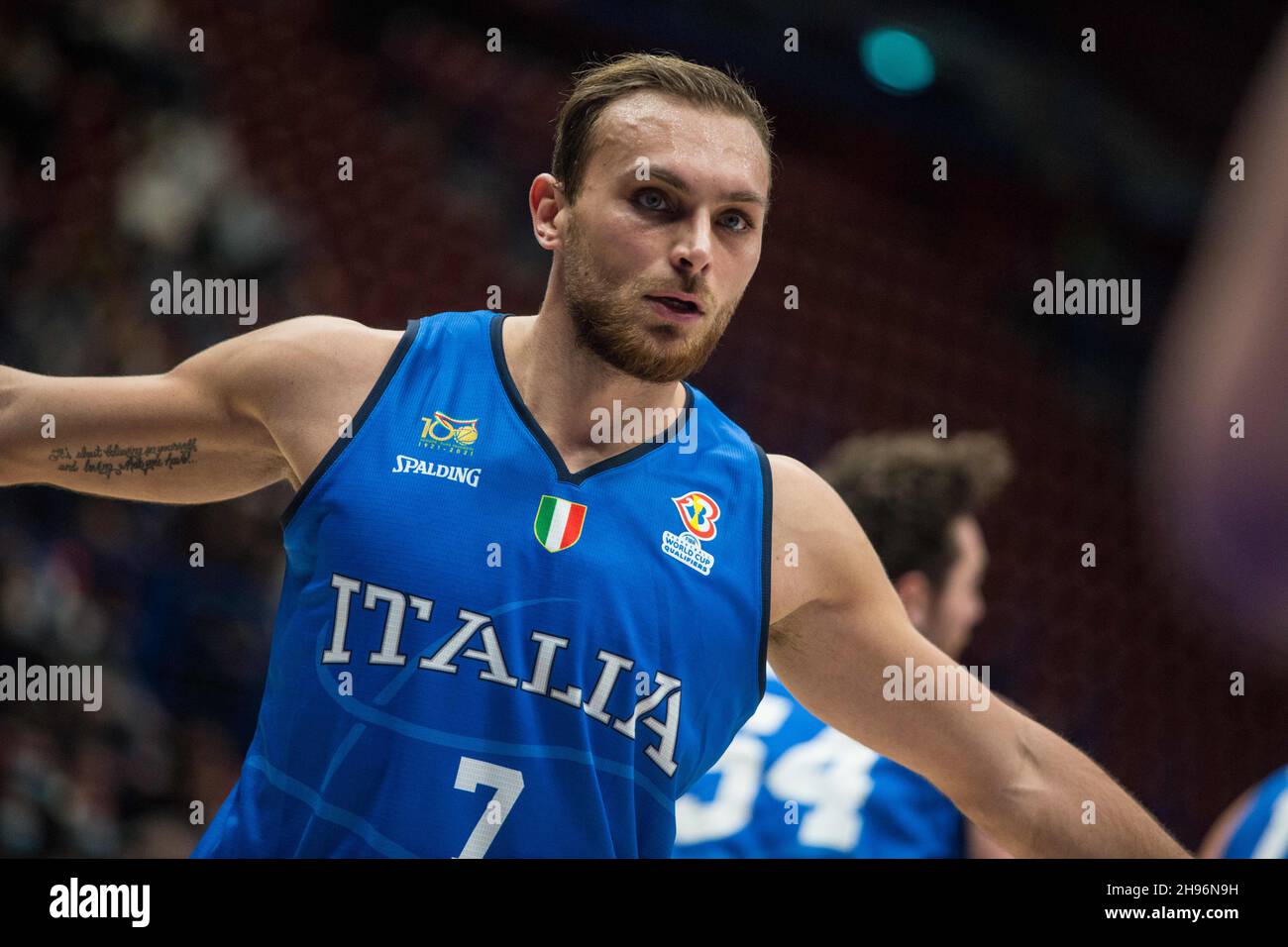 Assago, Mailand, Italien. 29th. November 2021. Stefano Tonut (Italien) am zweiten Tag der FIBA Basketball-WM-Europameisterschaft (Endstand: Italien - Niederlande 75-73) (Bildnachweis: © Davide Di Lalla/Pacific Press via ZUMA Press Wire) Stockfoto